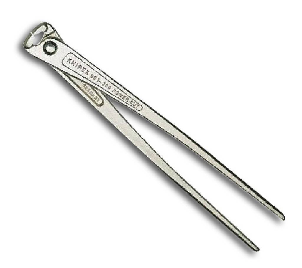Silberne Diagonalzange mit langen Griffen, abgewinkelten Backen und der Aufschrift 'KNIPEX 70 03 160 POWER CUT' auf dem Kopf.