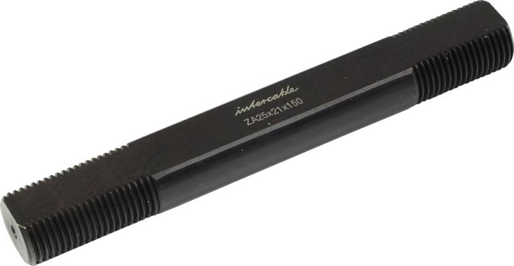 Ein schwarzes, metallisches Werkzeug mit der Beschriftung 'intercable ZA25K21X150' und einem Gewinde am Ende, wahrscheinlich für spezifische mechanische Anwendungen verwendet.