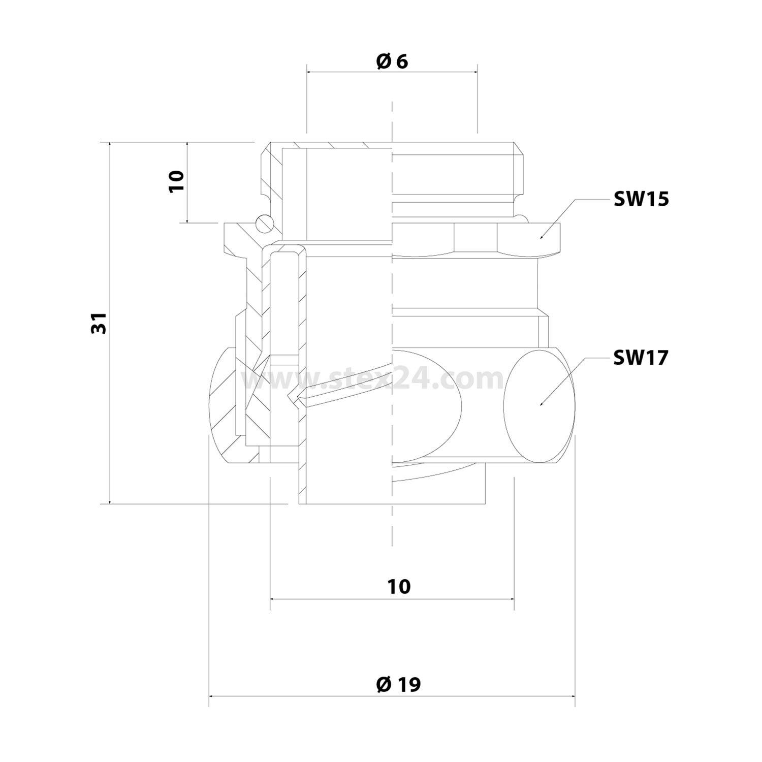 FLEXA US-M kl. Packung 10 Stk. Metallverschraubung gerade Gewinde M10x1 für Schlauch-Außendurchmesser 10,0mm für