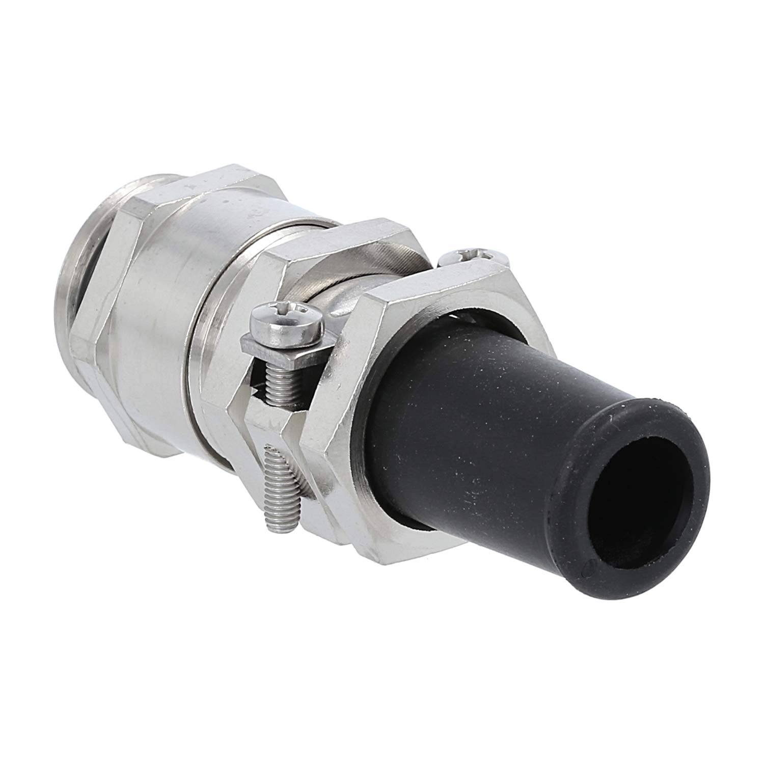 Metallschlauchverbinder mit Bolzen, Mutter und Gummiarmatur, verwendet zur Sicherung und Abdichtung von Schlauchverbindungen.