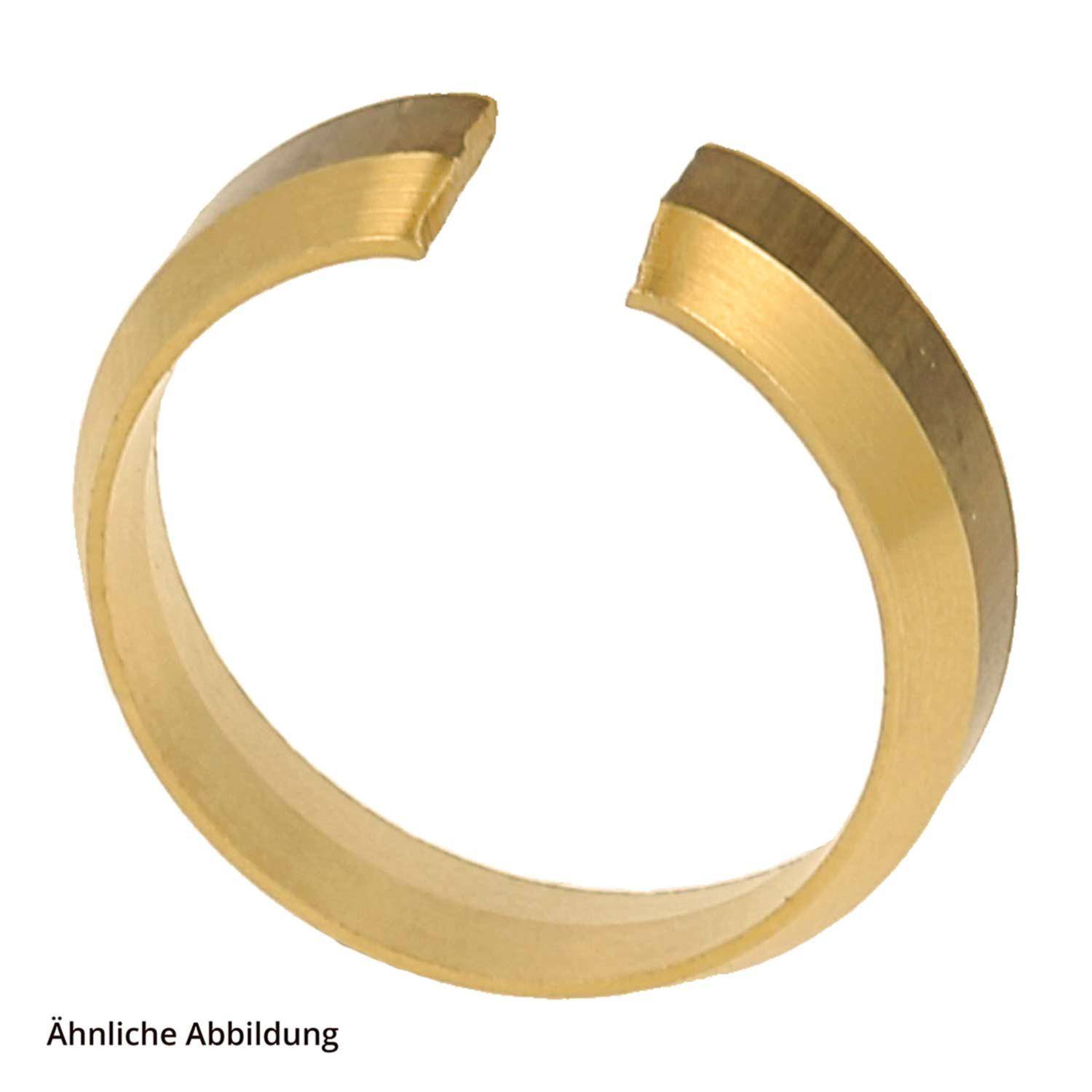 Ein Nahaufnahmebild eines offenen, goldfarben beschichteten Metallrings, der für mechanische Zwecke konzipiert ist.