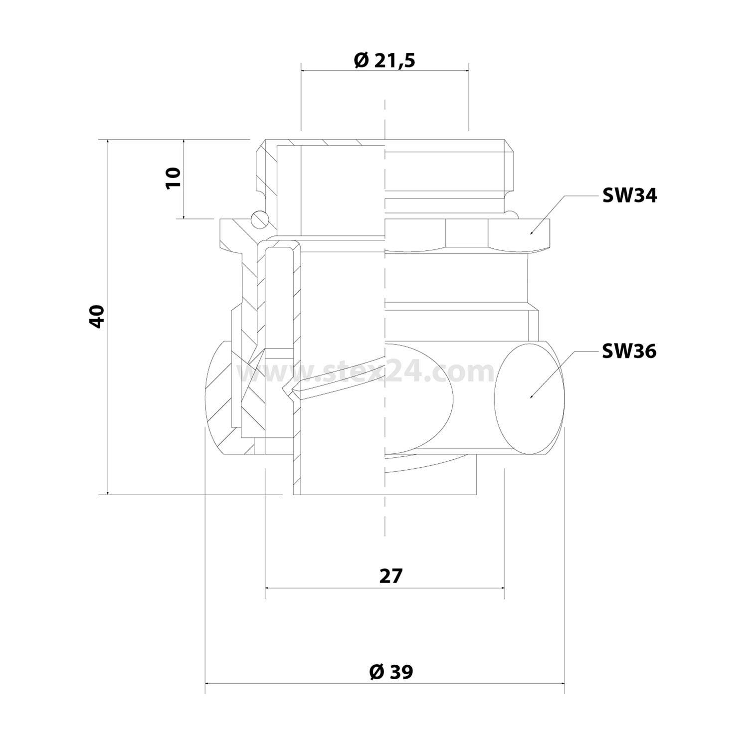 FLEXA US-P kl. Packung 10 Stk. Metallverschraubung gerade Gewinde PG21x1,588 für Schlauch-Außendurchmesser 27,0mm für