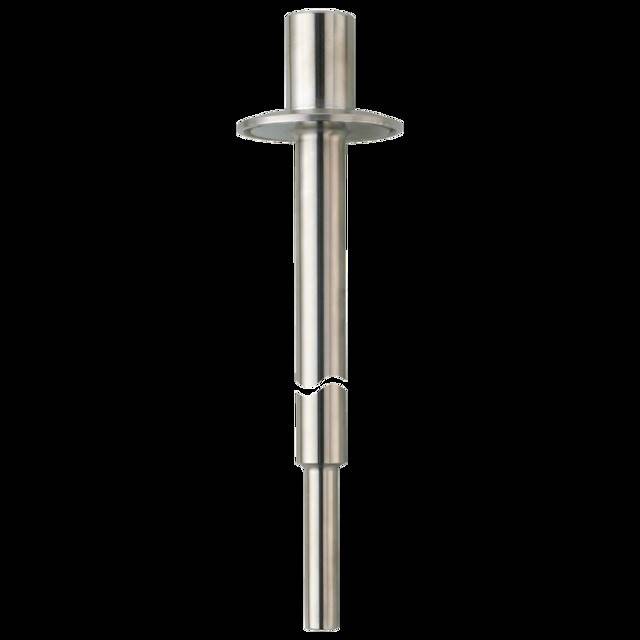 Ein zylindrischer Werkzeug aus Edelstahl mit einem breiten Deckel und einer schmalen Spitze, der in wissenschaftlichen oder industriellen Anwendungen eingesetzt wird.