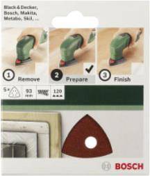 Bosch Accessories 2609256A53 Deltaschleifpapier mit Klett, gelocht Körnung 240 Eckmaß 93 mm 5 St.