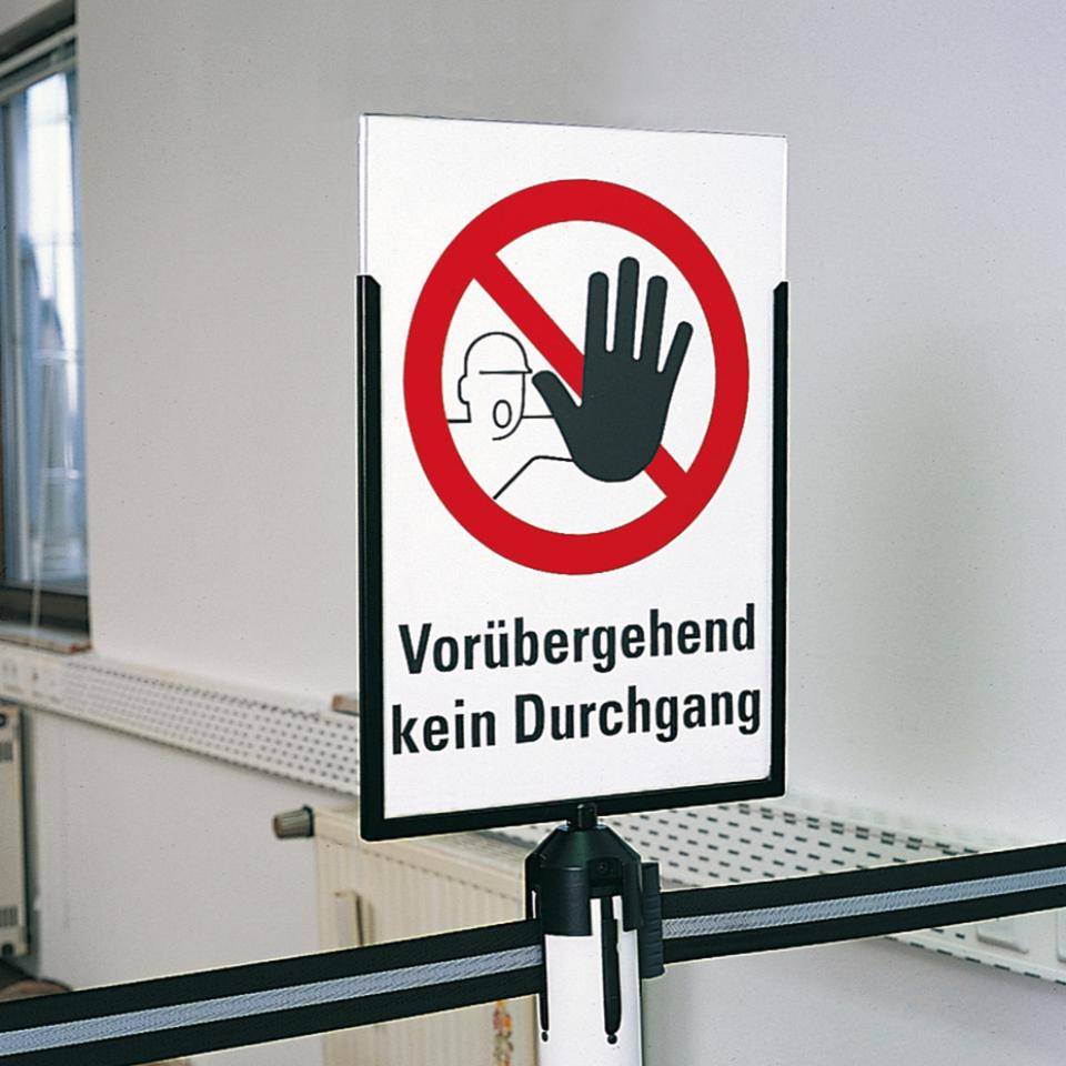 Schilderhalter Indoor, mit Schraub-Klemmverschluss, f.Pfosten mit Ø 65mm, DIN A4 hoch