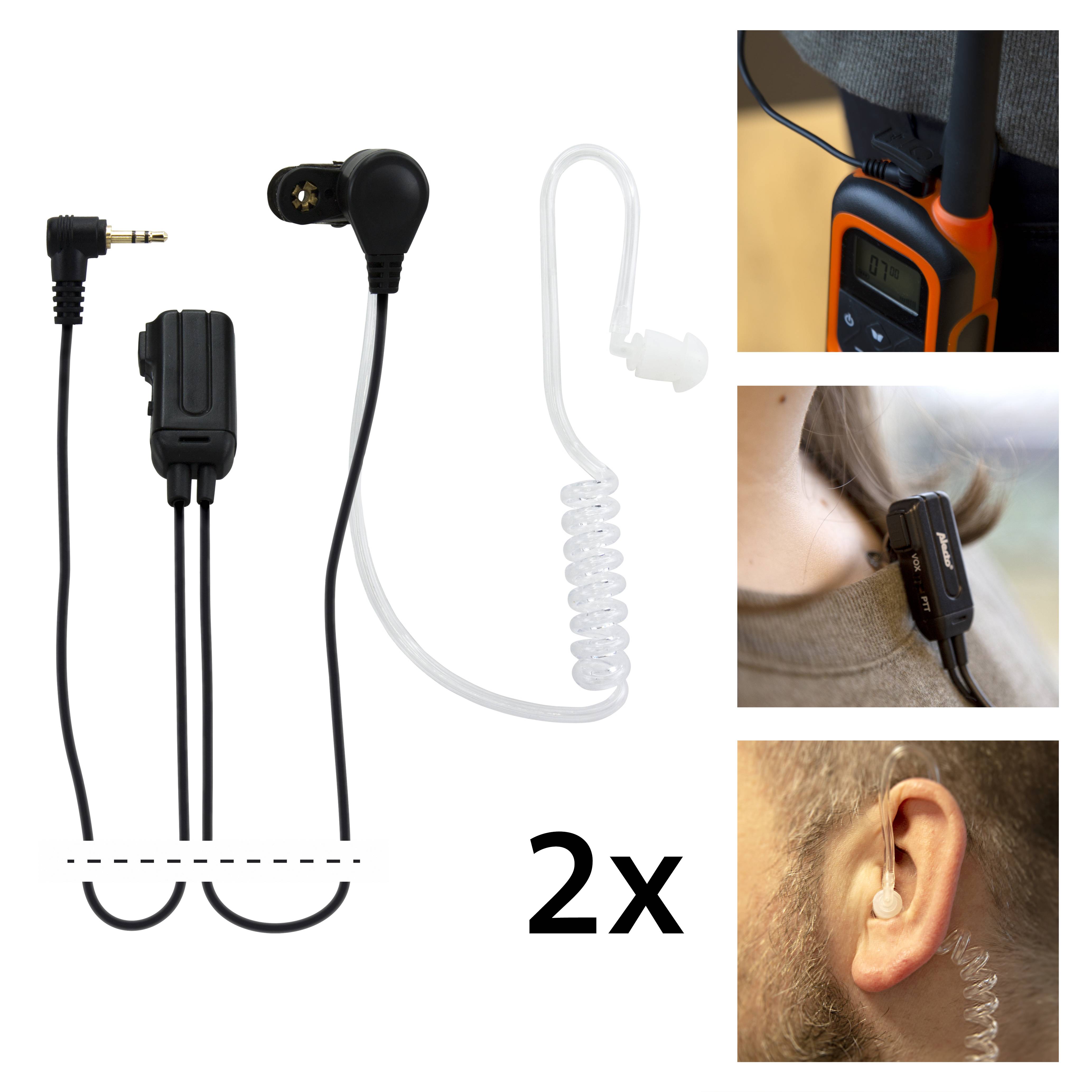 Alecto FRH-10 DUO - Luftschlauch Headset Walkie Talkie, 2er-Pack, Schwarz