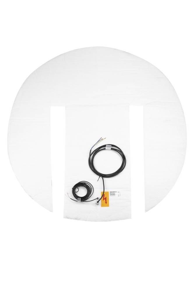 Elektrische Heizmatte ThermoTech F-140120-10 mit Kabeln und Installationsanweisungen auf weißem Hintergrund.