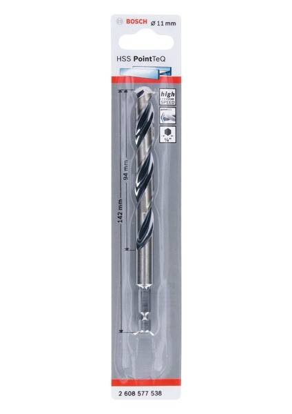 Hochgeschwindigkeits-Bohrer, 6 x 142 mm, geeignet für Metall-, Holz- und Kunststoffmaterialien, in Verpackung mit Etiketteninformationen dargestellt.