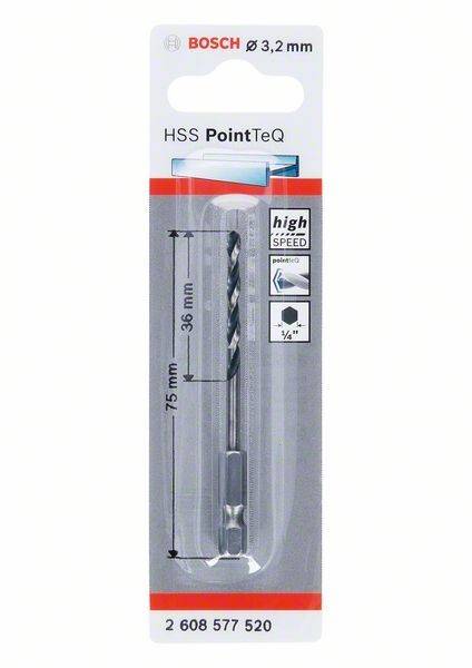 HSS PointTeQ Bohrerset mit einem 75 mm Hochgeschwindigkeitsstahl-Bohrer, 36 mm Nutenbereich, geeignet für 1/4