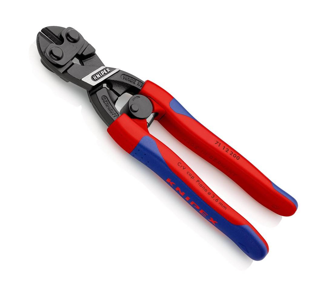 71 12 200 KNIPEX CoBoltMit Präzisionsschneiden für weichen, harten Draht sowie Pianodraht. Schneidet Bauteile wie Bolzen, Nägel, Niete usw. bis Ø
