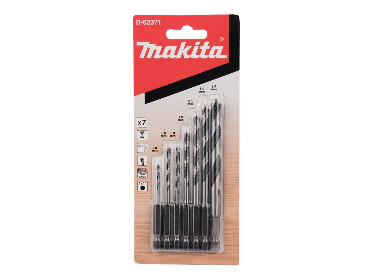 Makita Bohrersatz - für Holz - 7 Stücke - 5 mm, 6 mm, 8 mm, 4 mm, 3 mm, 2 mm - 1