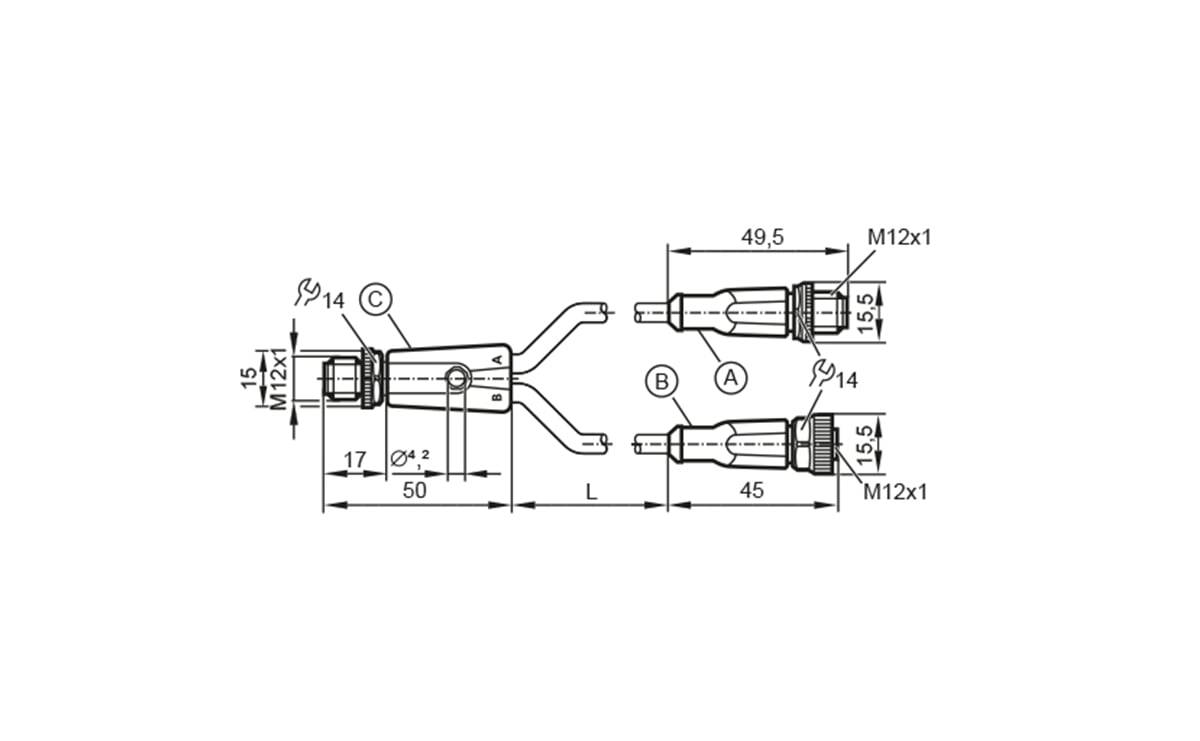 Y-Verteilerkabel M12/2xM12 - 2 m - PUR - AA047 - autosen