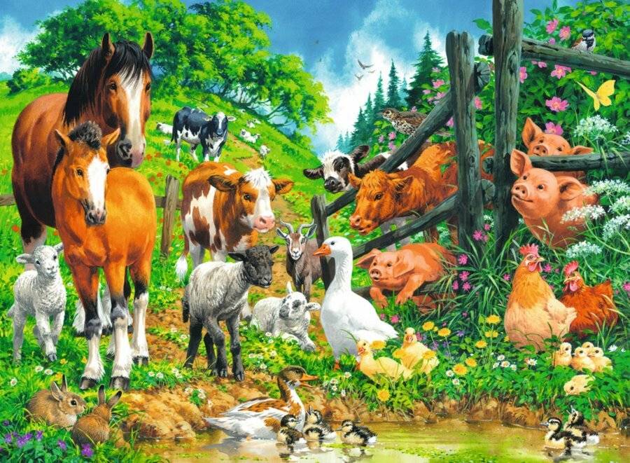 Puzzle 100 XXL Teile Versammlung der Tiere ab 6 Jahre
