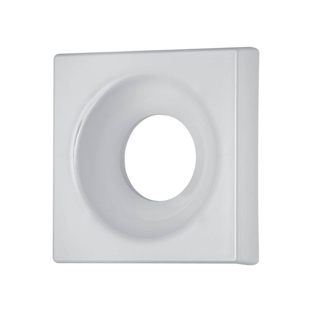 Eine weiße quadratische Deckenleuchte mit eingelassener Ausführung und kreisrundem Hohlzentrum, konzipiert für moderne minimalistische Innenräume.