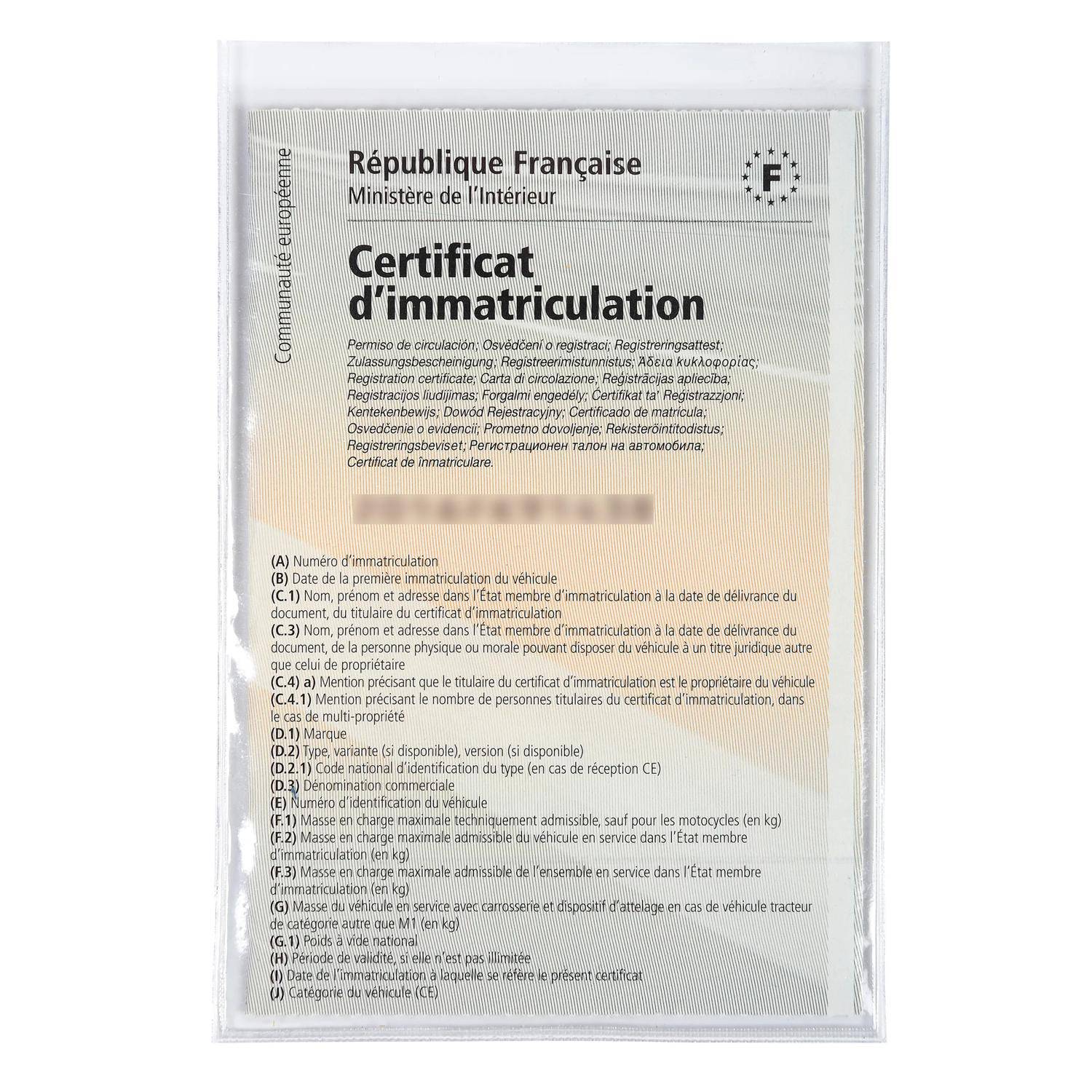 Französisches Fahrzeugzulassungszertifikat („Certificat d'immatriculation