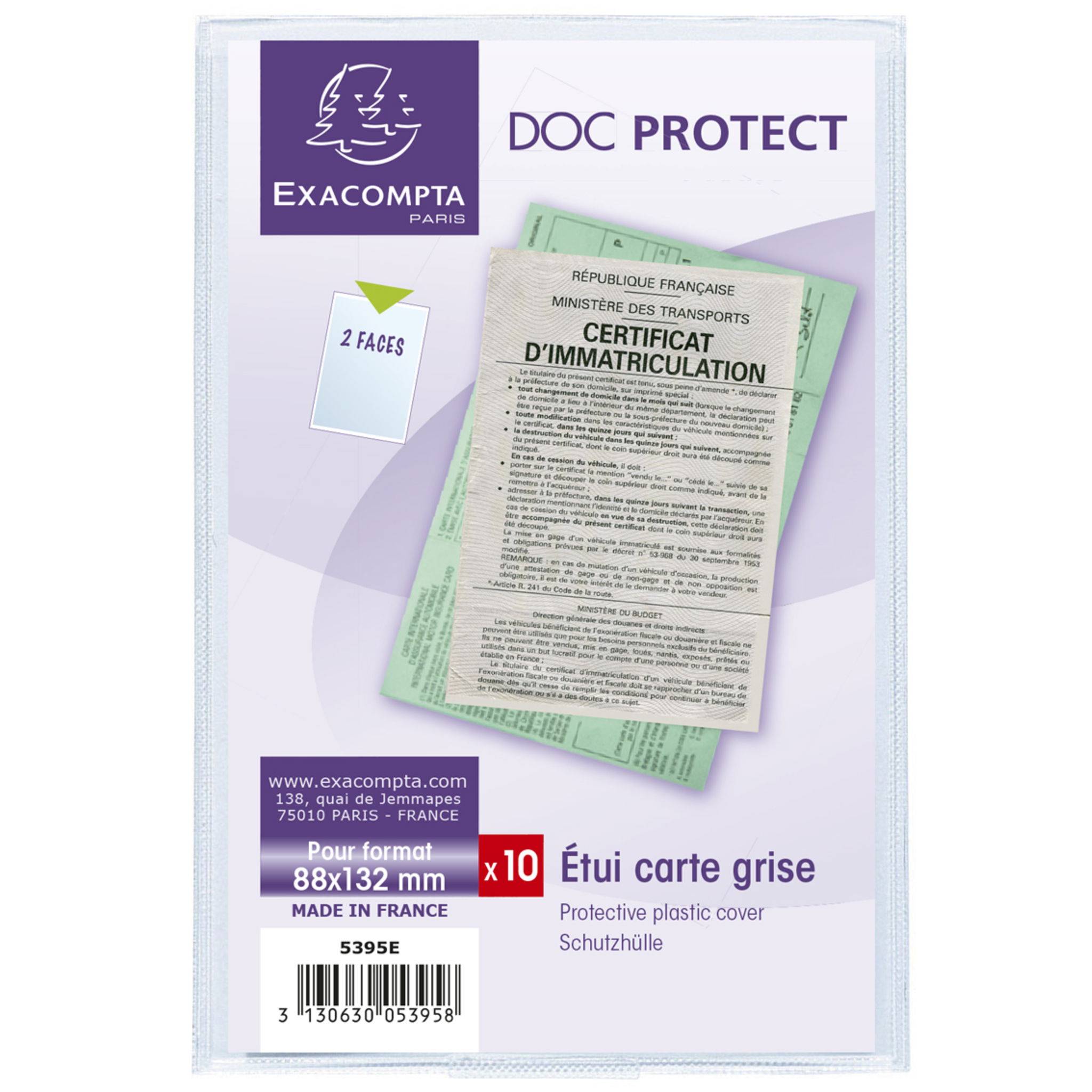 Exacompta 10x 10 Schutzhüllen für KFZ- Führerschein PVC 88x138mm Kristall 5395UE