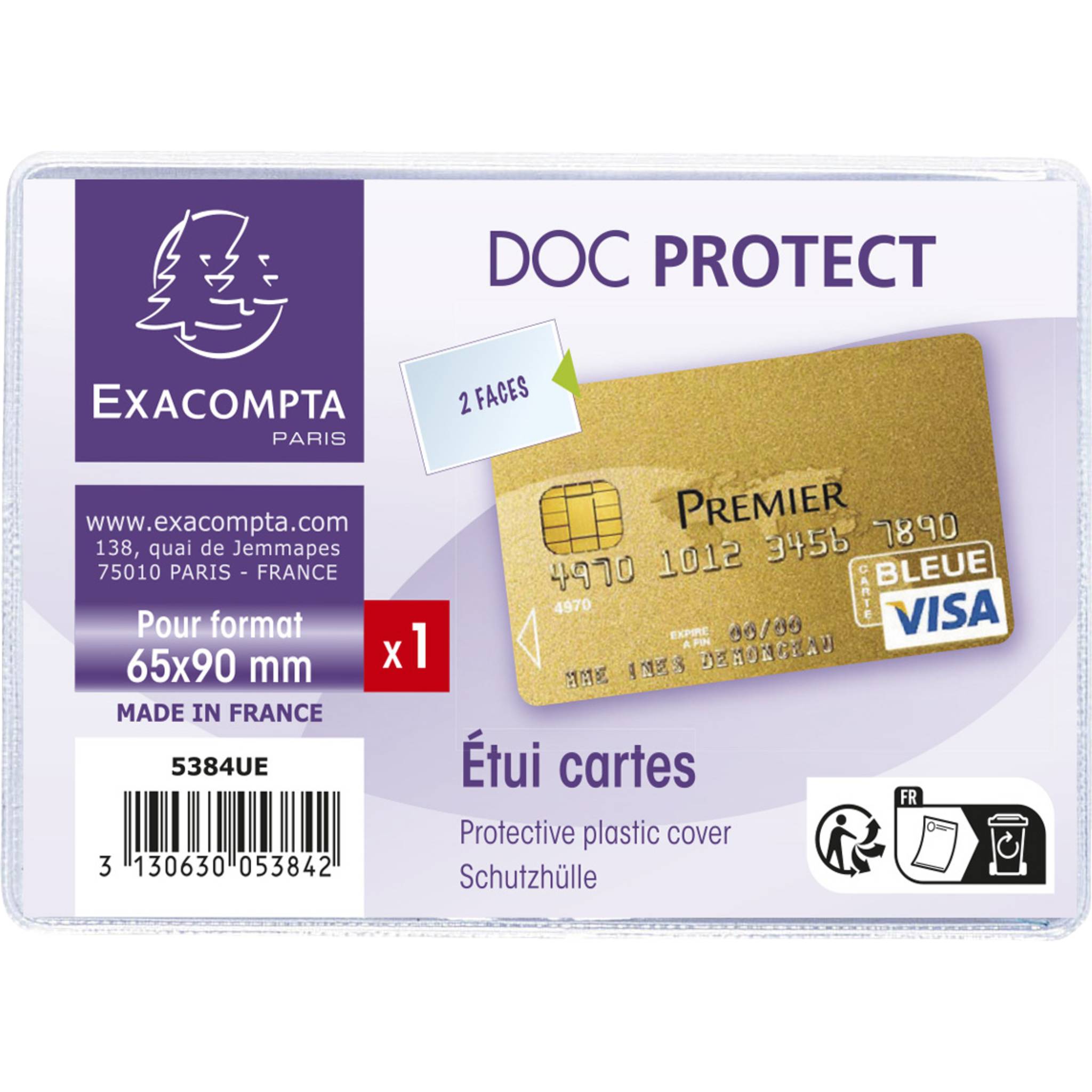 Exacompta 10x 10 Schutzhüllen für Kreditkarten PVC 70x98mm Kristall 5384UE
