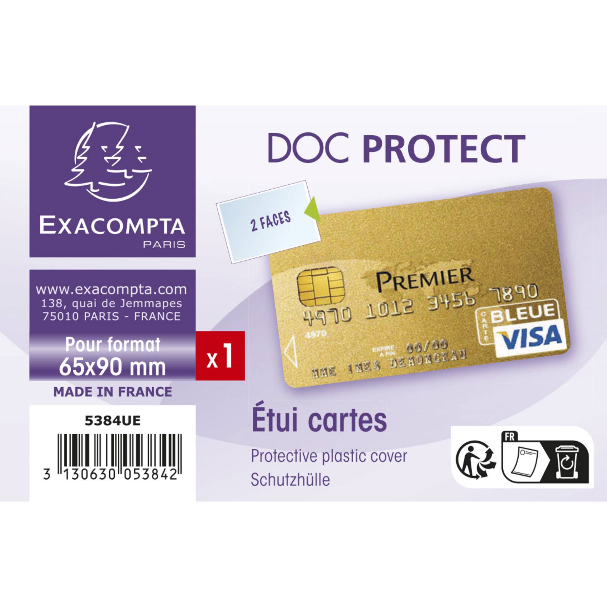 Exacompta 10x 10 Schutzhüllen für Kreditkarten PVC 70x98mm Kristall 5384UE