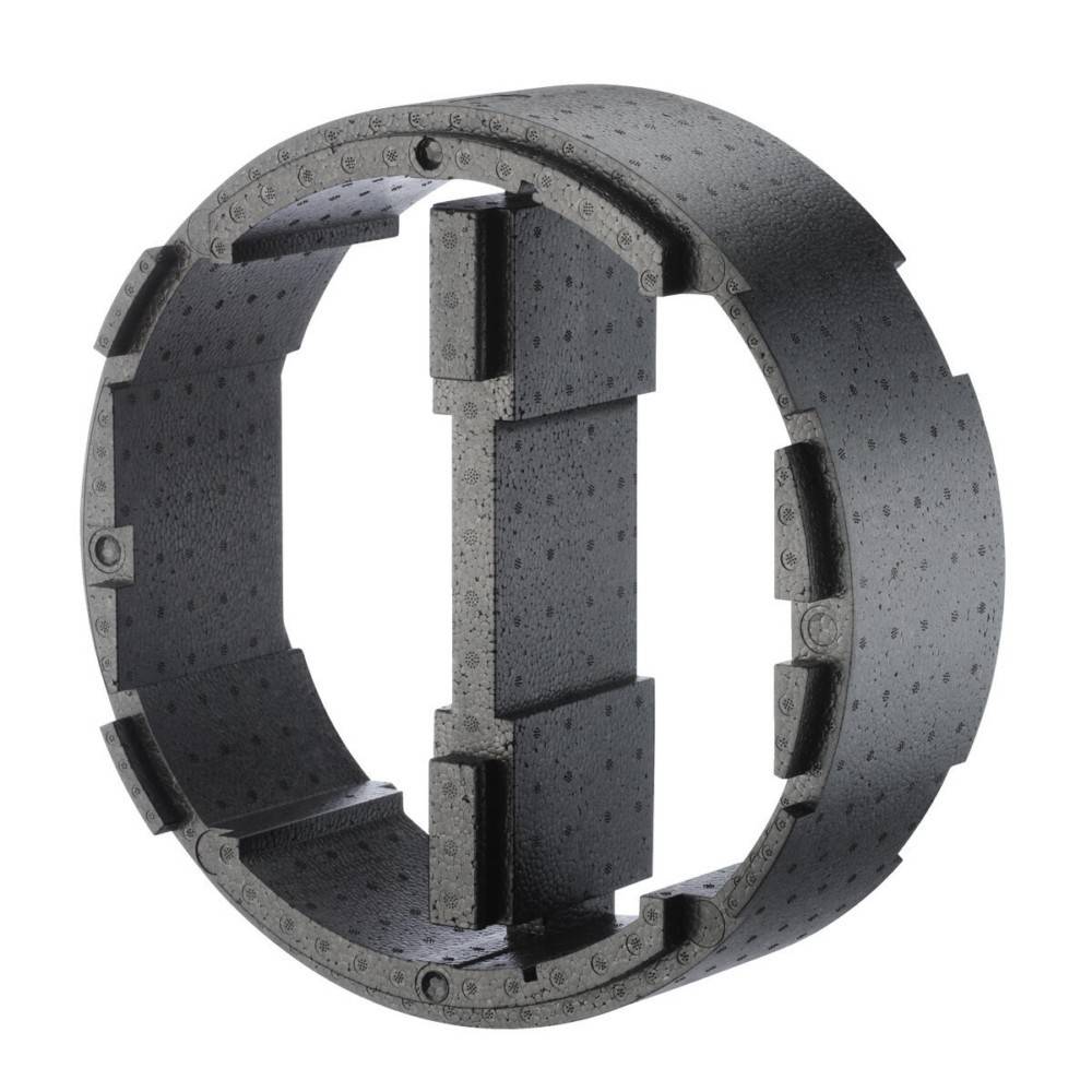 Grauer Metallring mit rundem Profil und vertikalem Mittelblock, gezeigt als mechanische Komponente auf weißem Hintergrund.