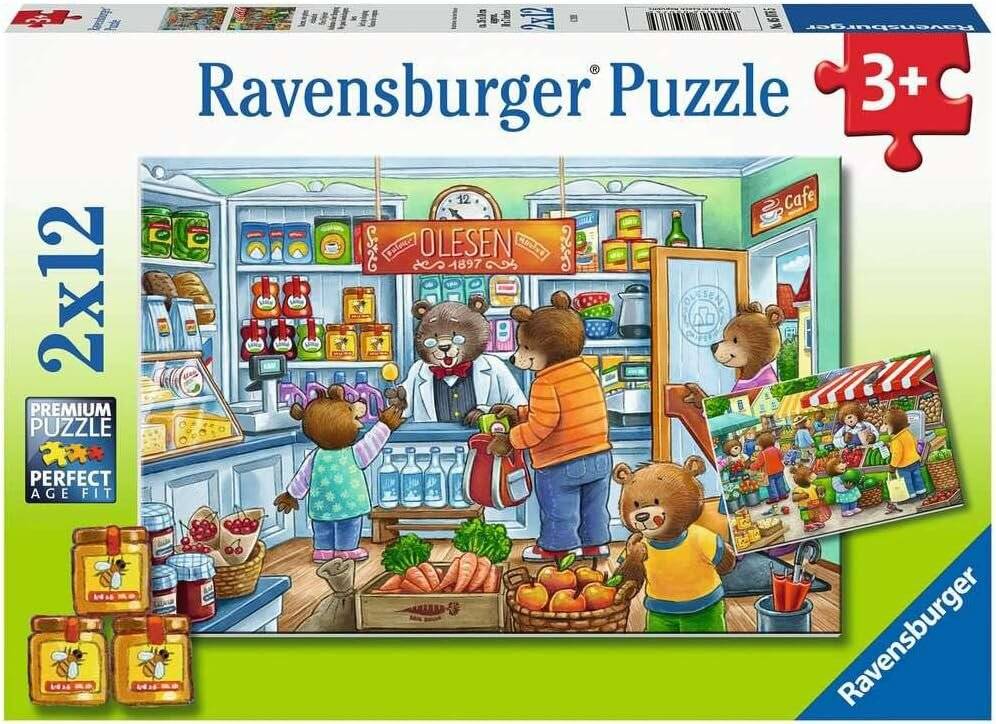 RAVENSBURGER Puzzle Bären beim Einkaufen 2x12 Teile
