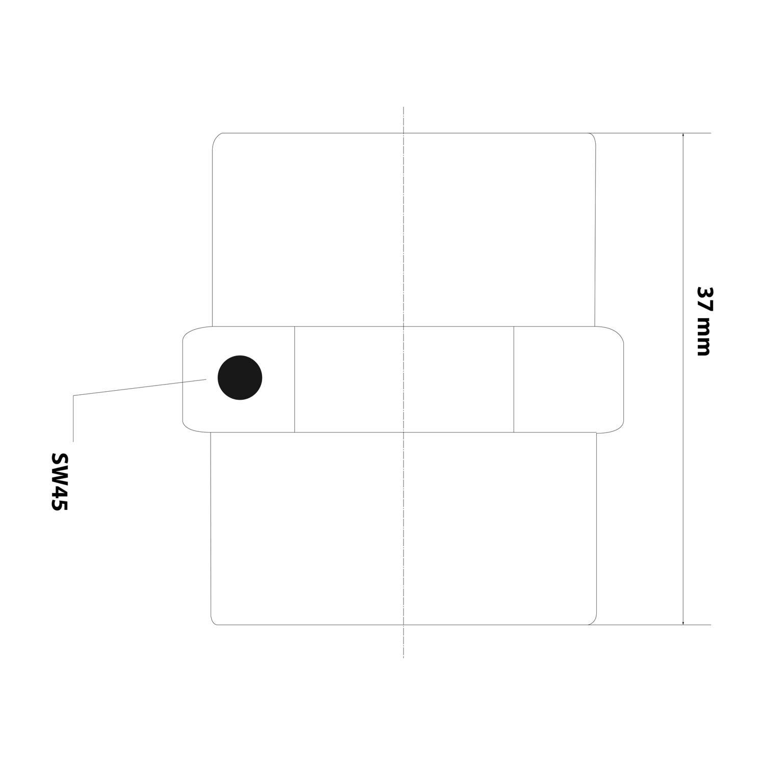 SW45' Komponente beschriftet, positioniert 37 mm von einem markierten Punkt auf einem Schaltplan entfernt. Schaltplan zeigt Ausrichtungs- und räumliche Layoutdetails.