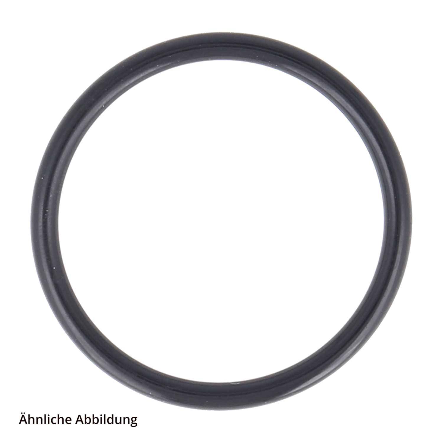 Schwarzer Gummi-O-Ring-Dichtung auf weißem Hintergrund dargestellt.