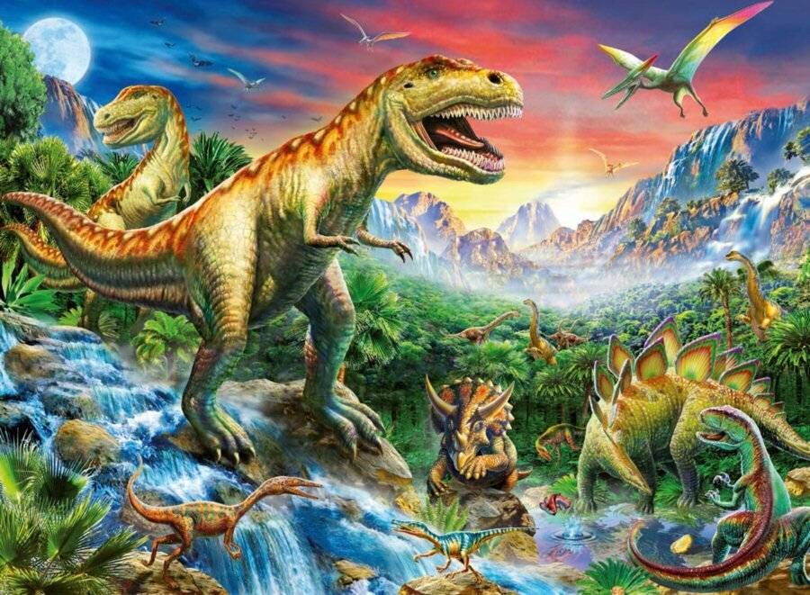 Ravensburger Ravensburger Puzzle Bei den Dinosauriern, 100 Teile