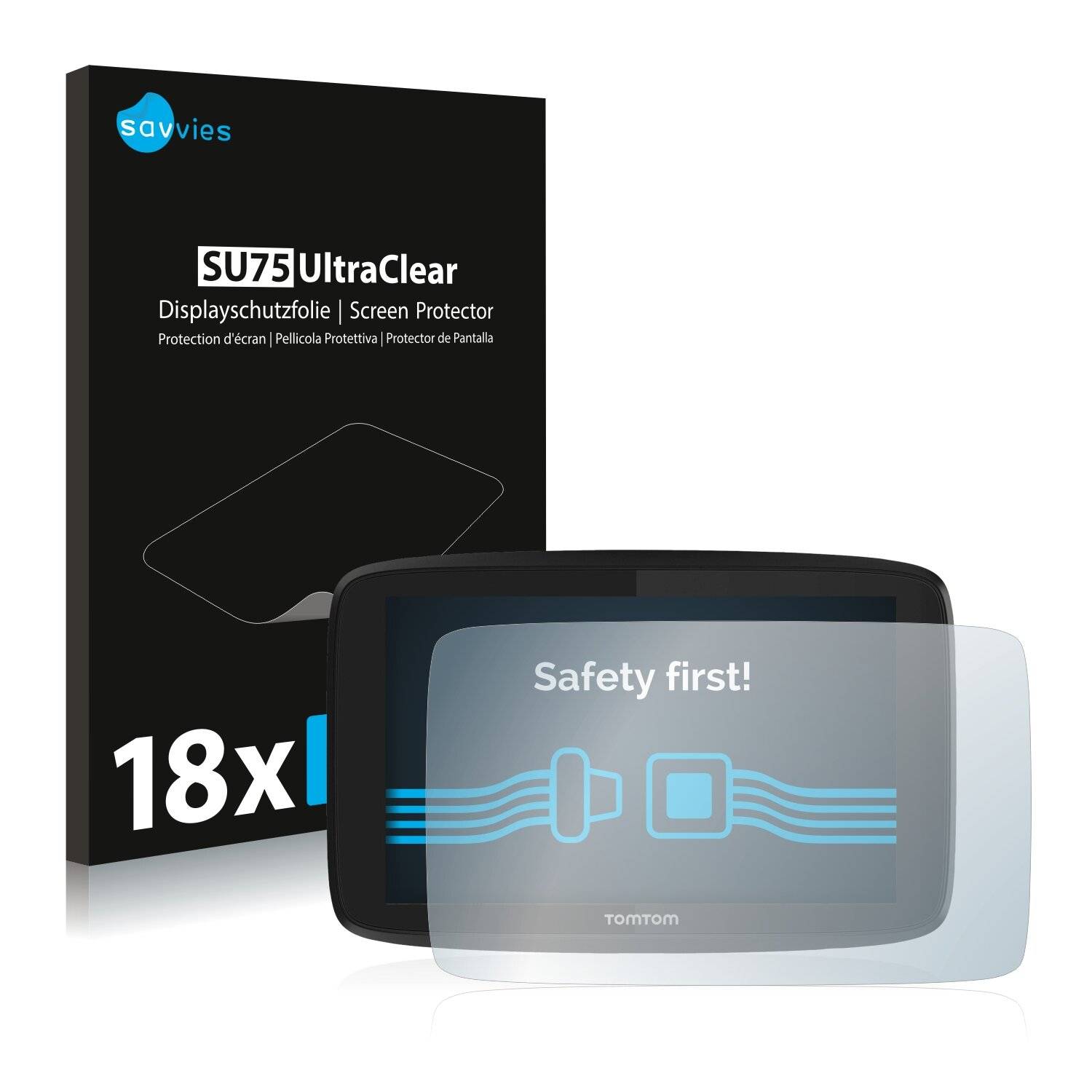 18x Savvies SU75 Displayschutzfolie für TomTom Go Professional
