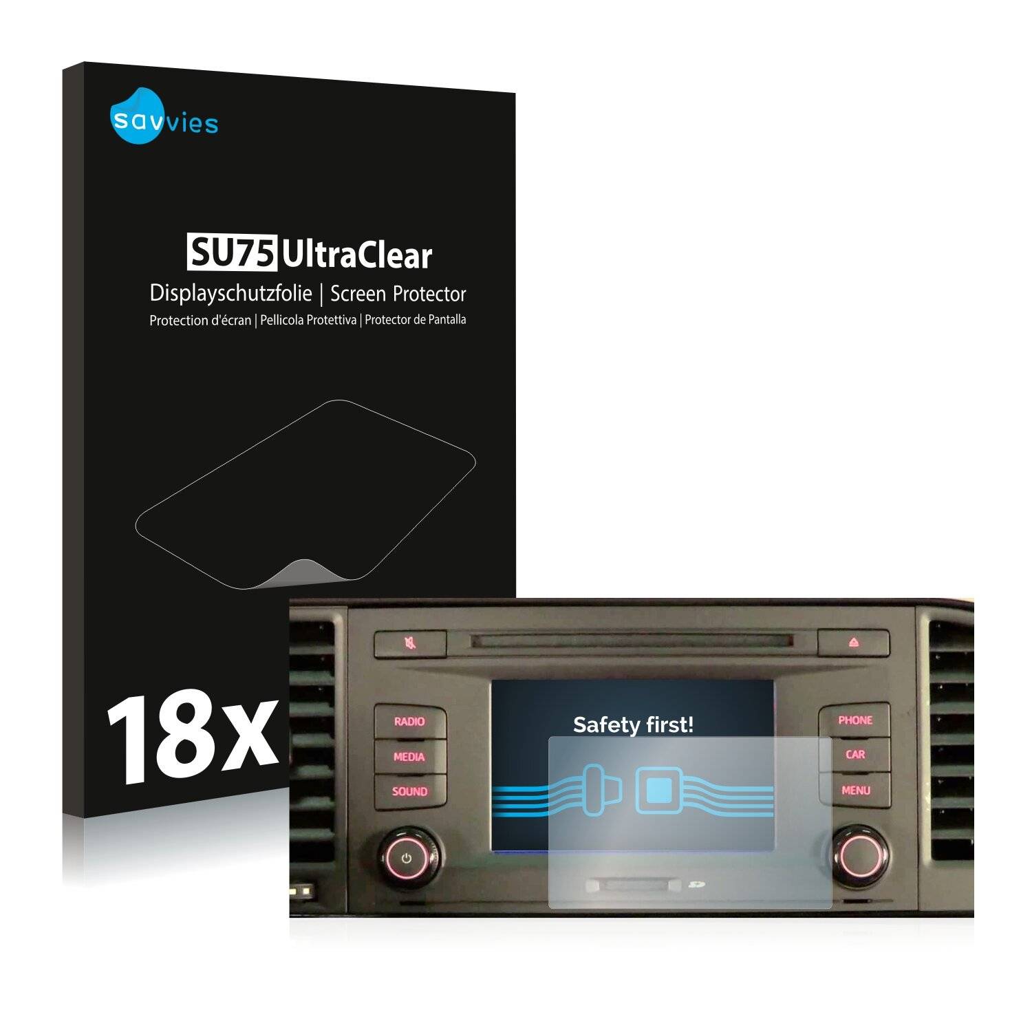18x Savvies SU75 Displayschutzfolie für Seat Leon III 2012-2020 Media System Colour