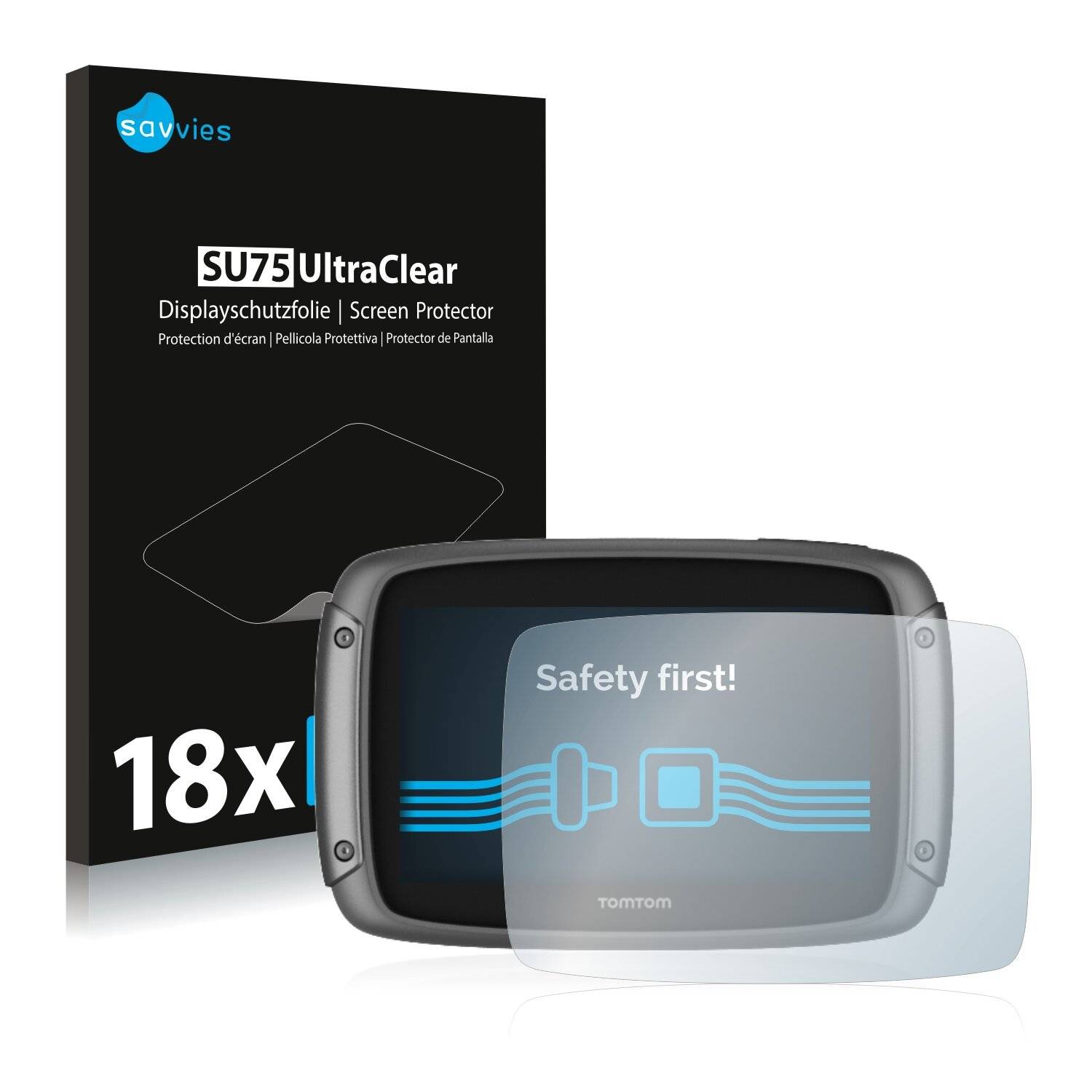 18x Savvies SU75 Displayschutzfolie für TomTom Rider