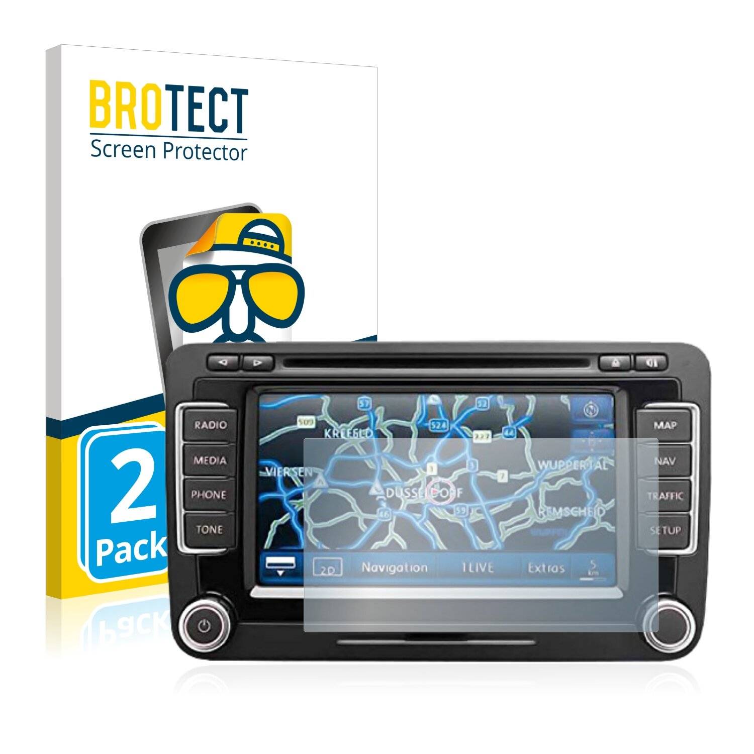 2x BROTECT Matte Displayschutzfolie für Volkswagen Eos 2011 RNS 510 6.5 - Entspiegelt,