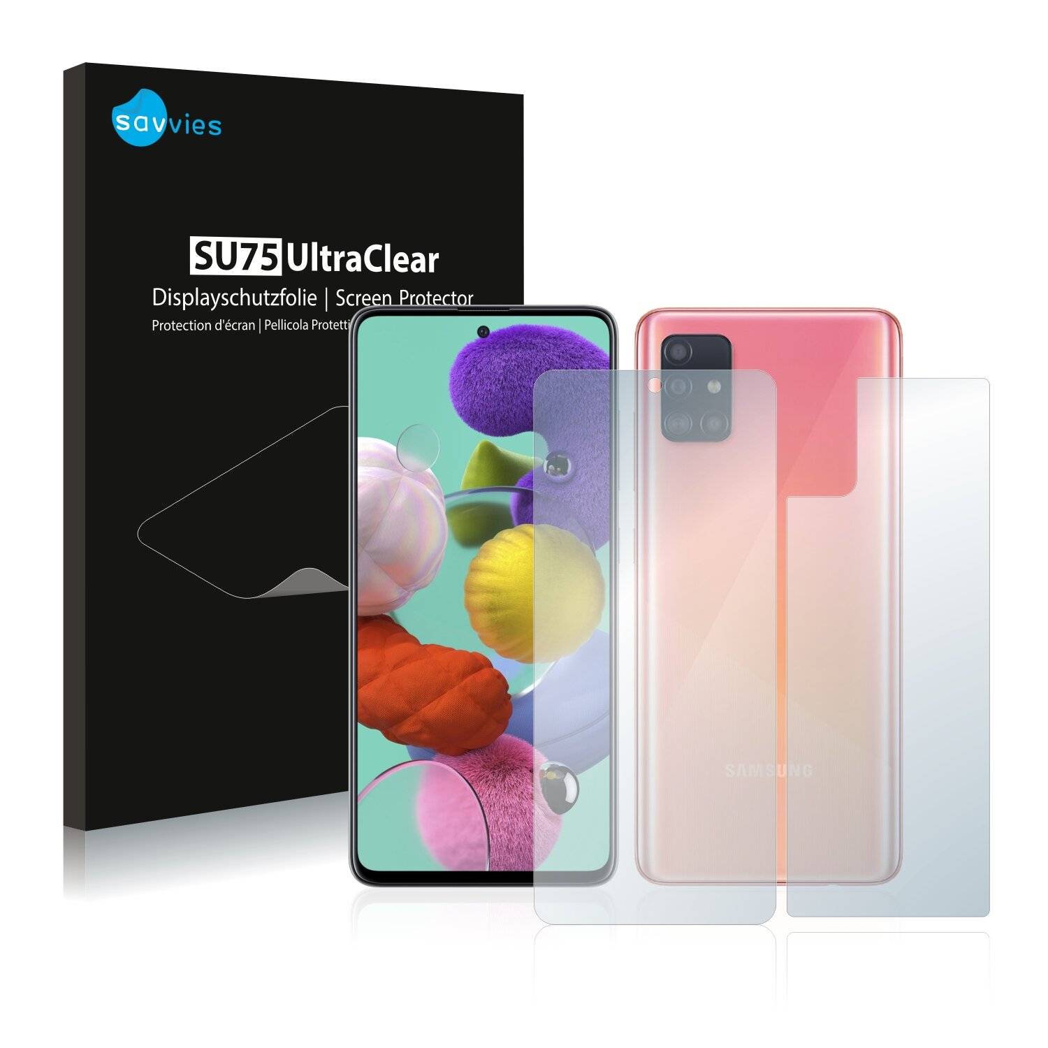 18x Savvies SU75 Displayschutzfolie für Samsung Galaxy A51 5G (Vorder +