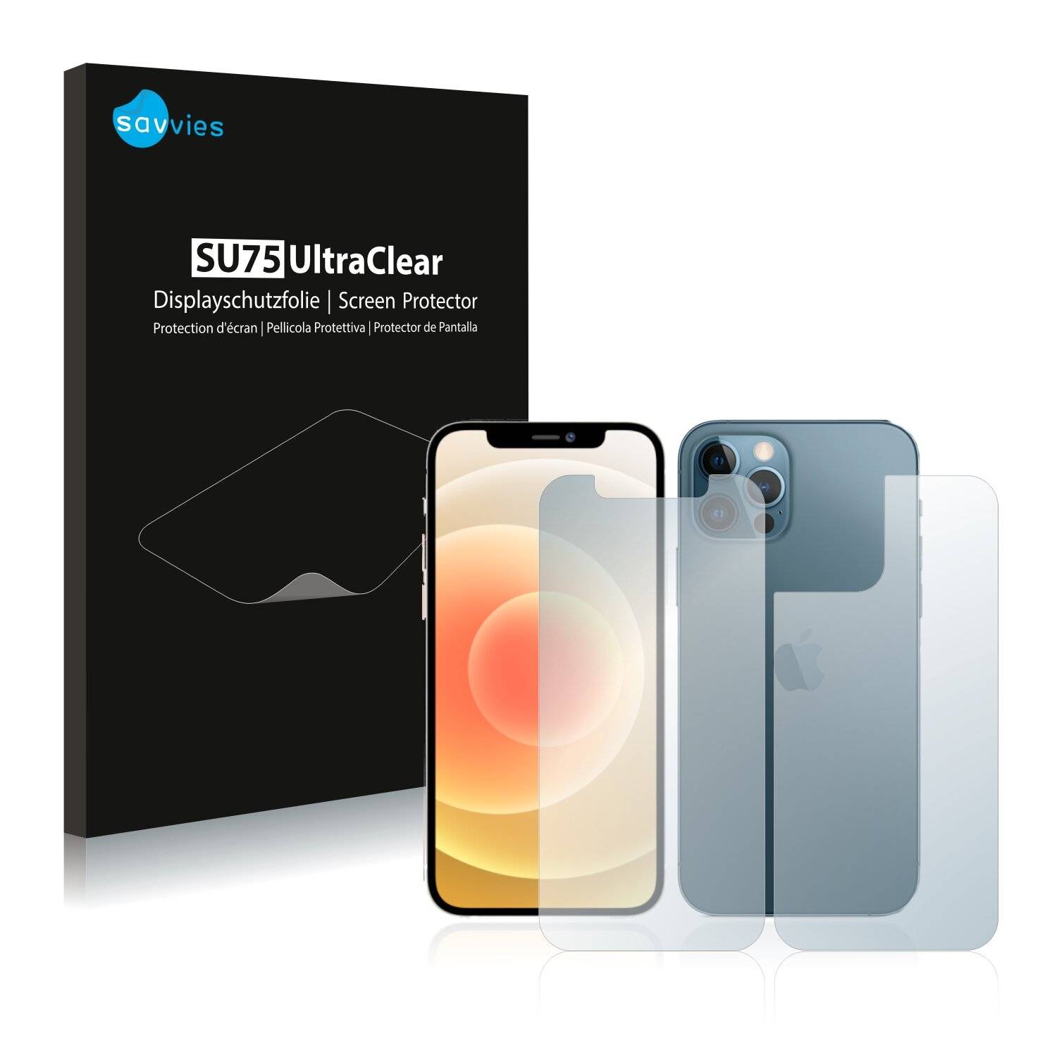 18x Savvies SU75 Displayschutzfolie für Apple iPhone 12 Pro (Vorder +