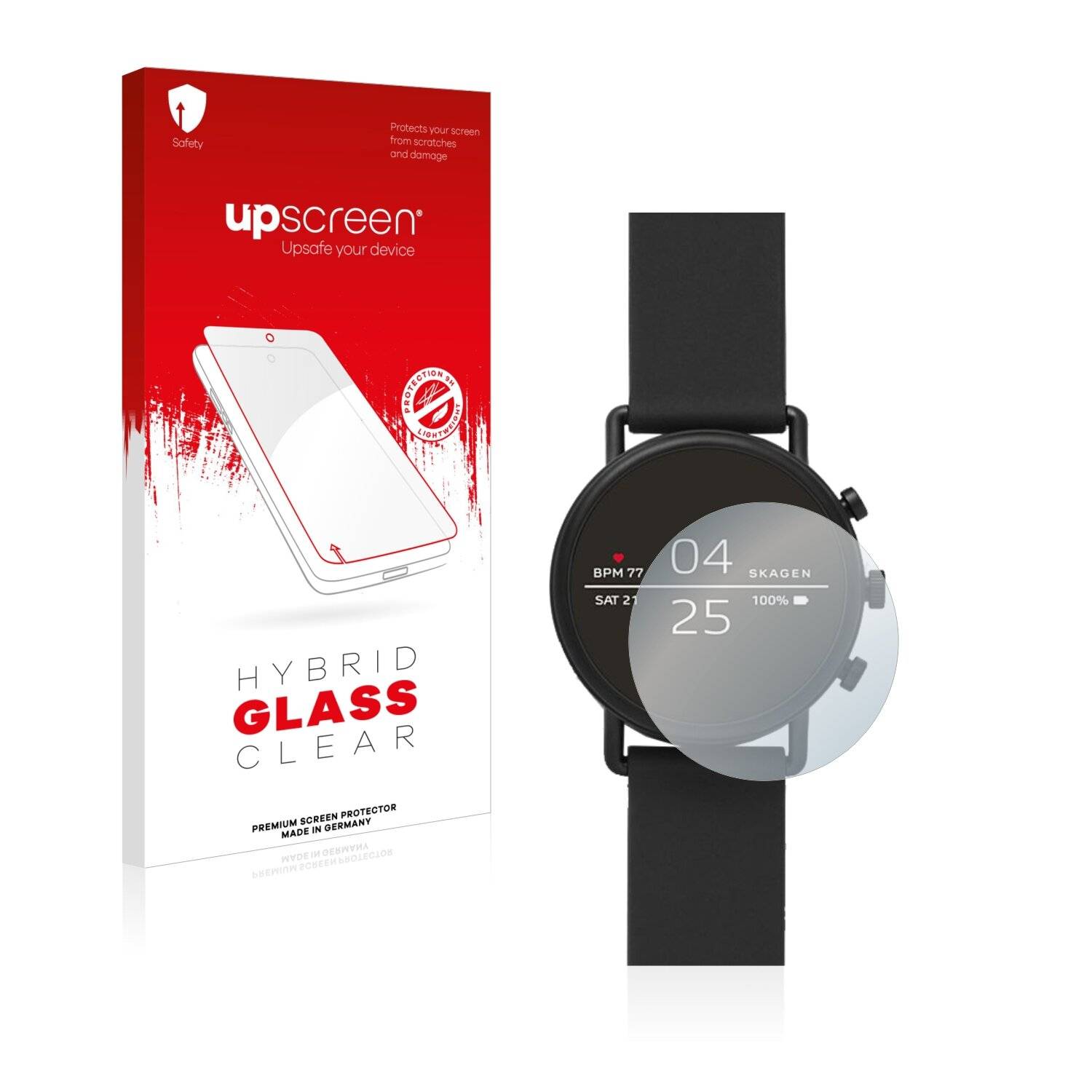 upscreen Hybrid Glass Clear Premium Schutzglas Folie für Skagen Smartwatch Falster