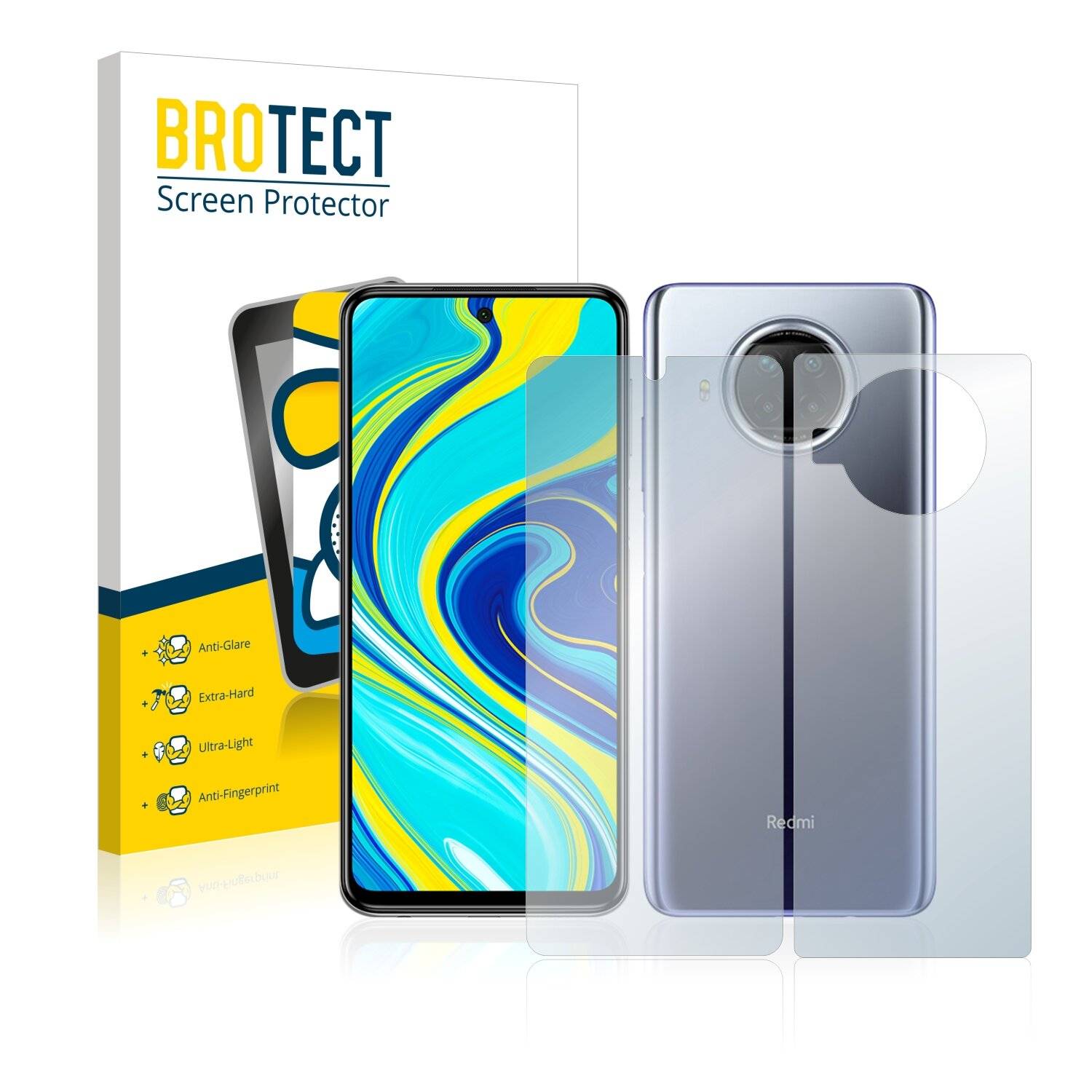 BROTECT AirGlass Matte Schutzglas Folie für Xiaomi Redmi Note 9 Pro 5G (Vorder +