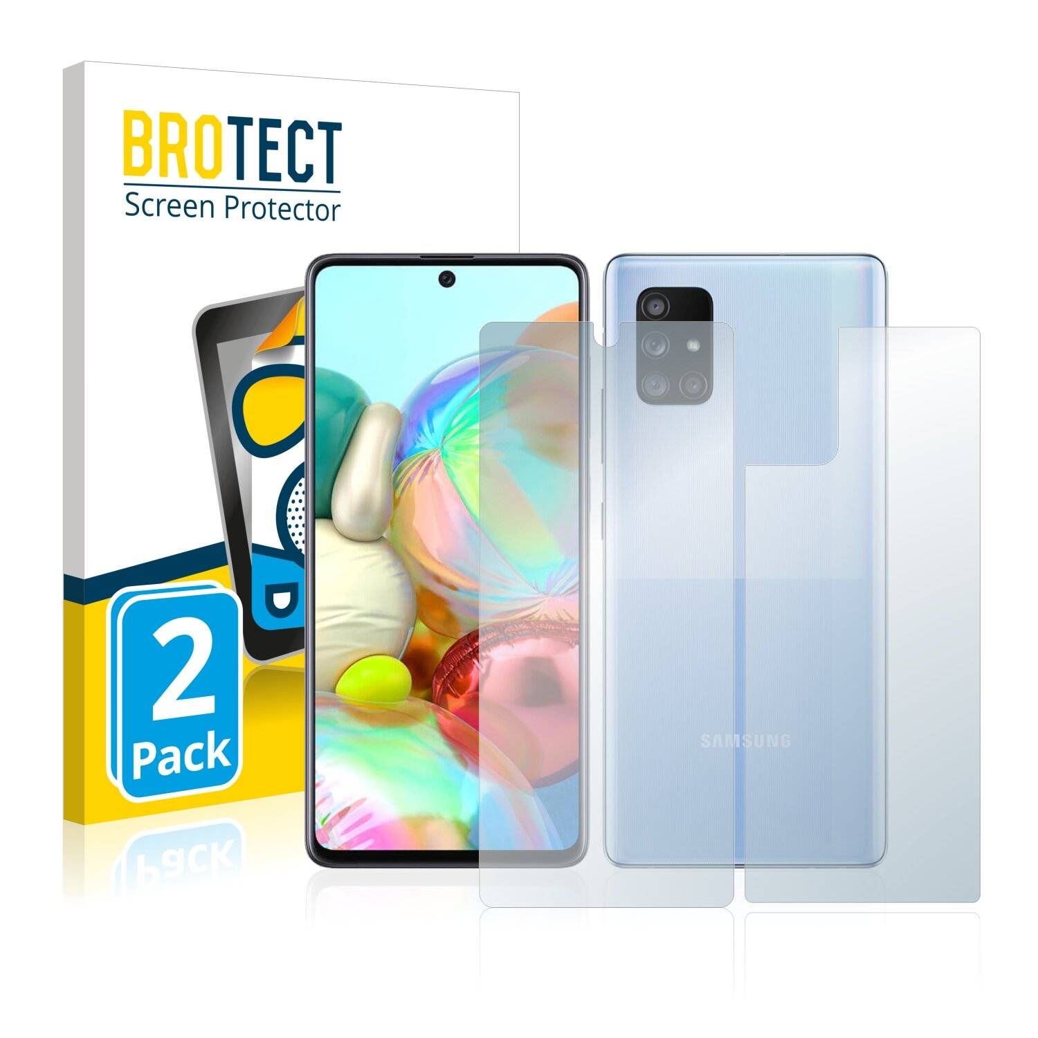 2x BROTECT Matte Displayschutzfolie für Samsung Galaxy A71 5G (Vorder + Rückseite) -