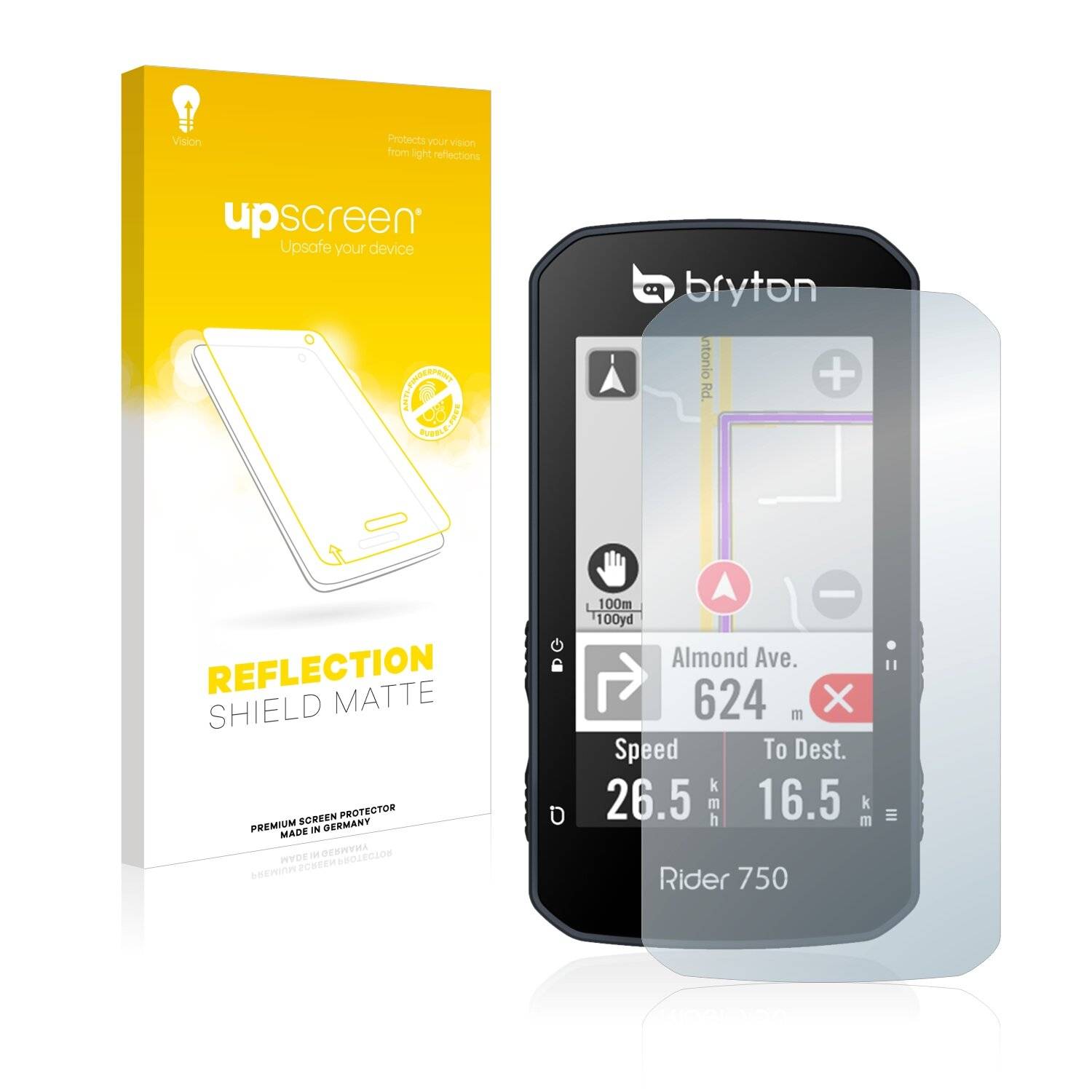 upscreen Reflection Shield Matte Premium Displayschutzfolie für Bryton Rider