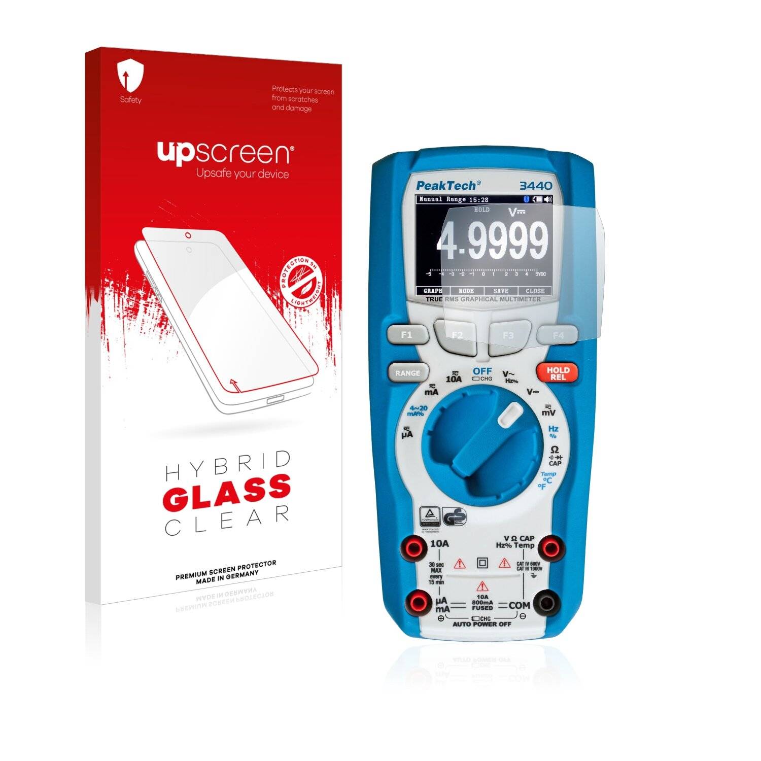 upscreen Hybrid Glass Clear Premium Schutzglas Folie für PeakTech