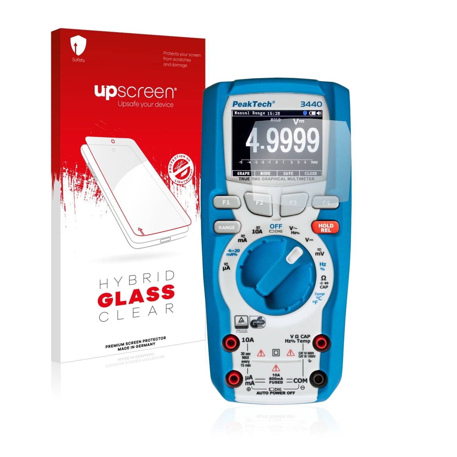 upscreen Hybrid Glass Clear Premium Schutzglas Folie für PeakTech