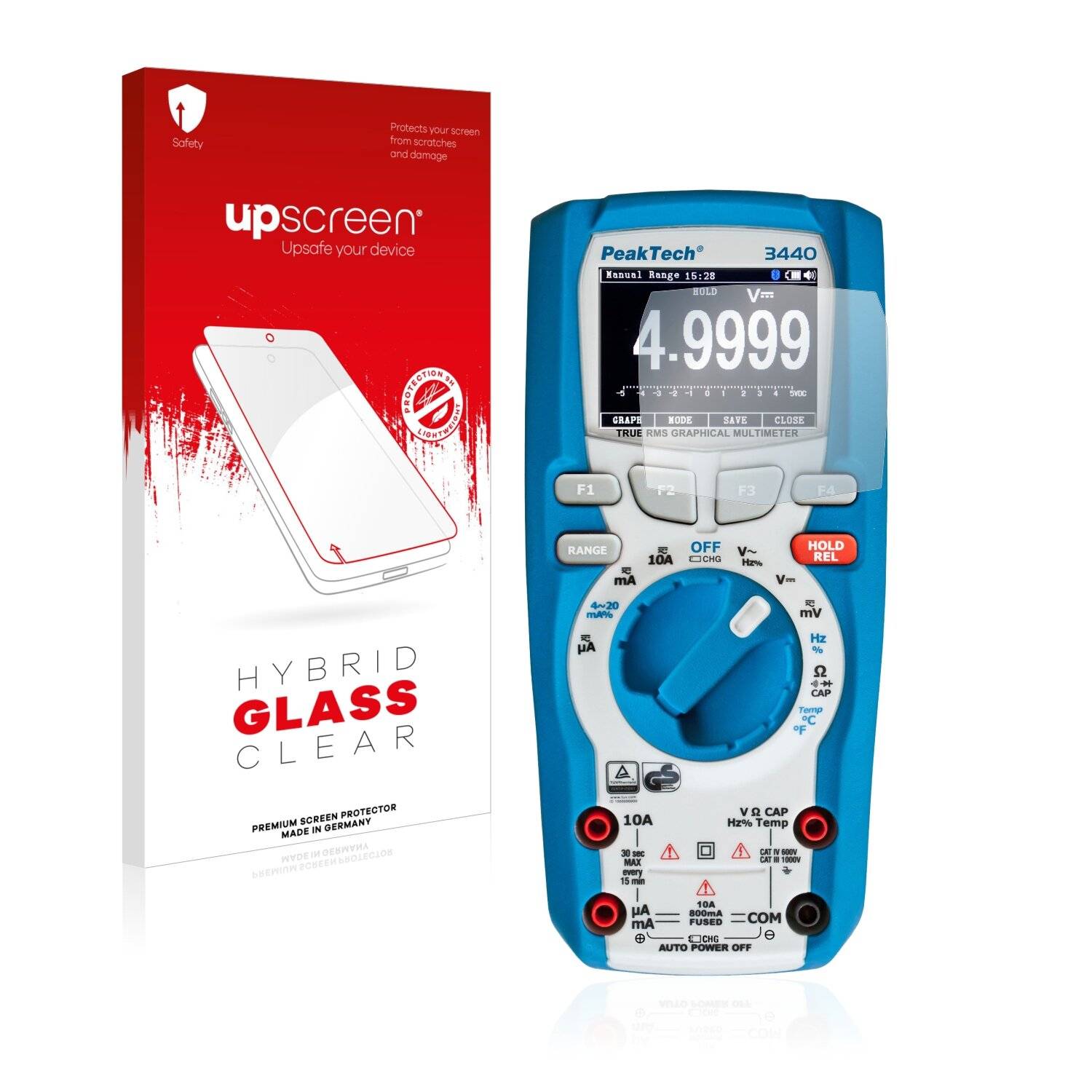 upscreen Hybrid Glass Clear Premium Schutzglas Folie für PeakTech