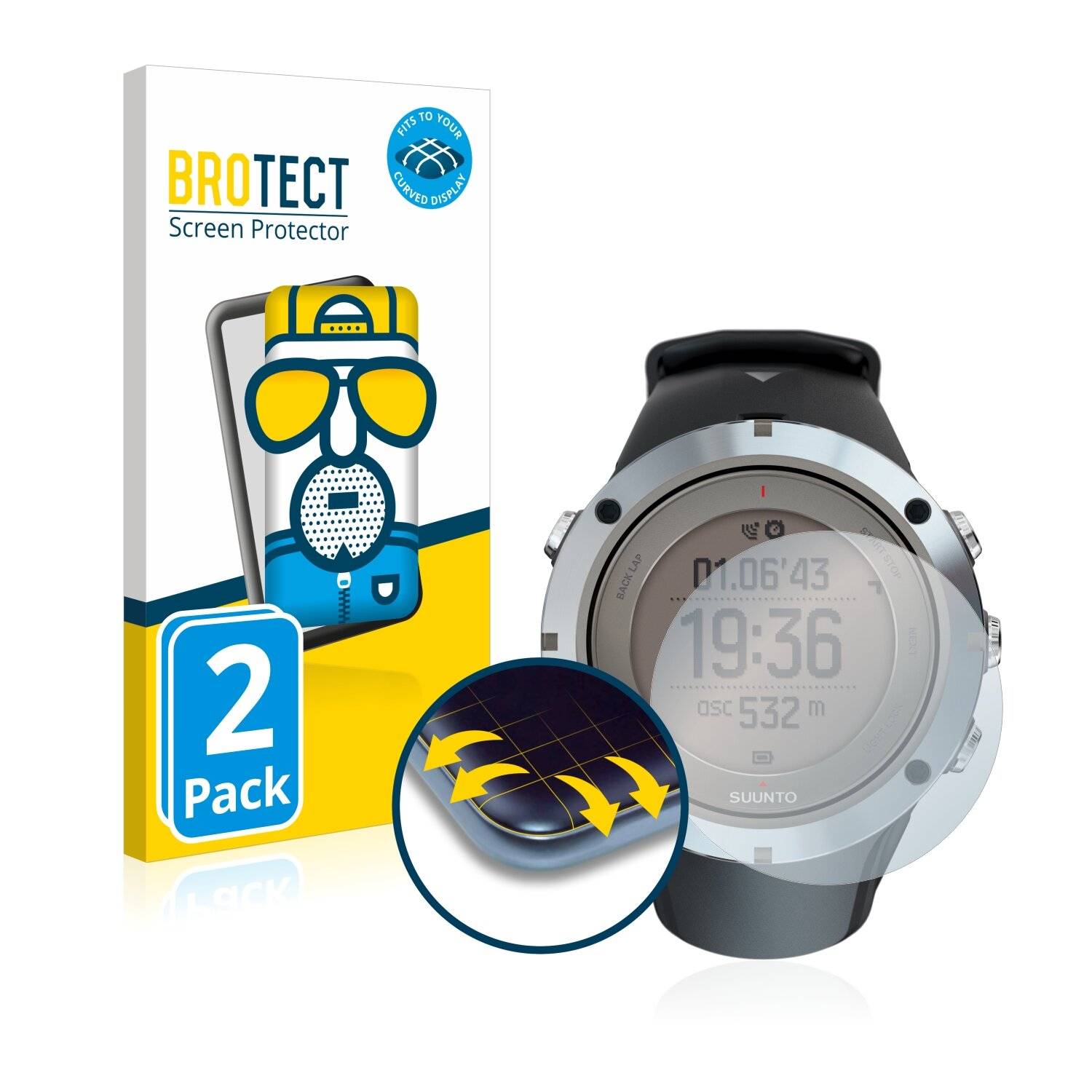 2x BROTECT Flex Matte Full-Cover Displayschutzfolie für Suunto Ambit3 Peak