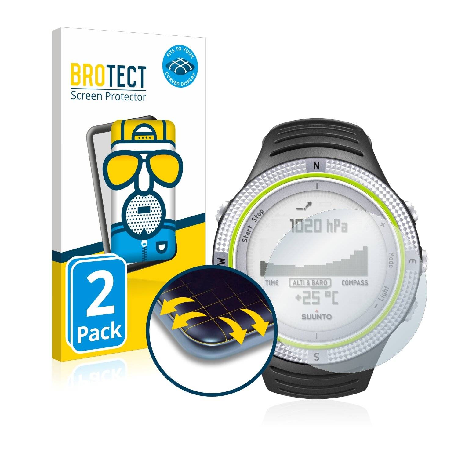2x BROTECT Flex Matte Full-Cover Displayschutzfolie für Suunto Core Light