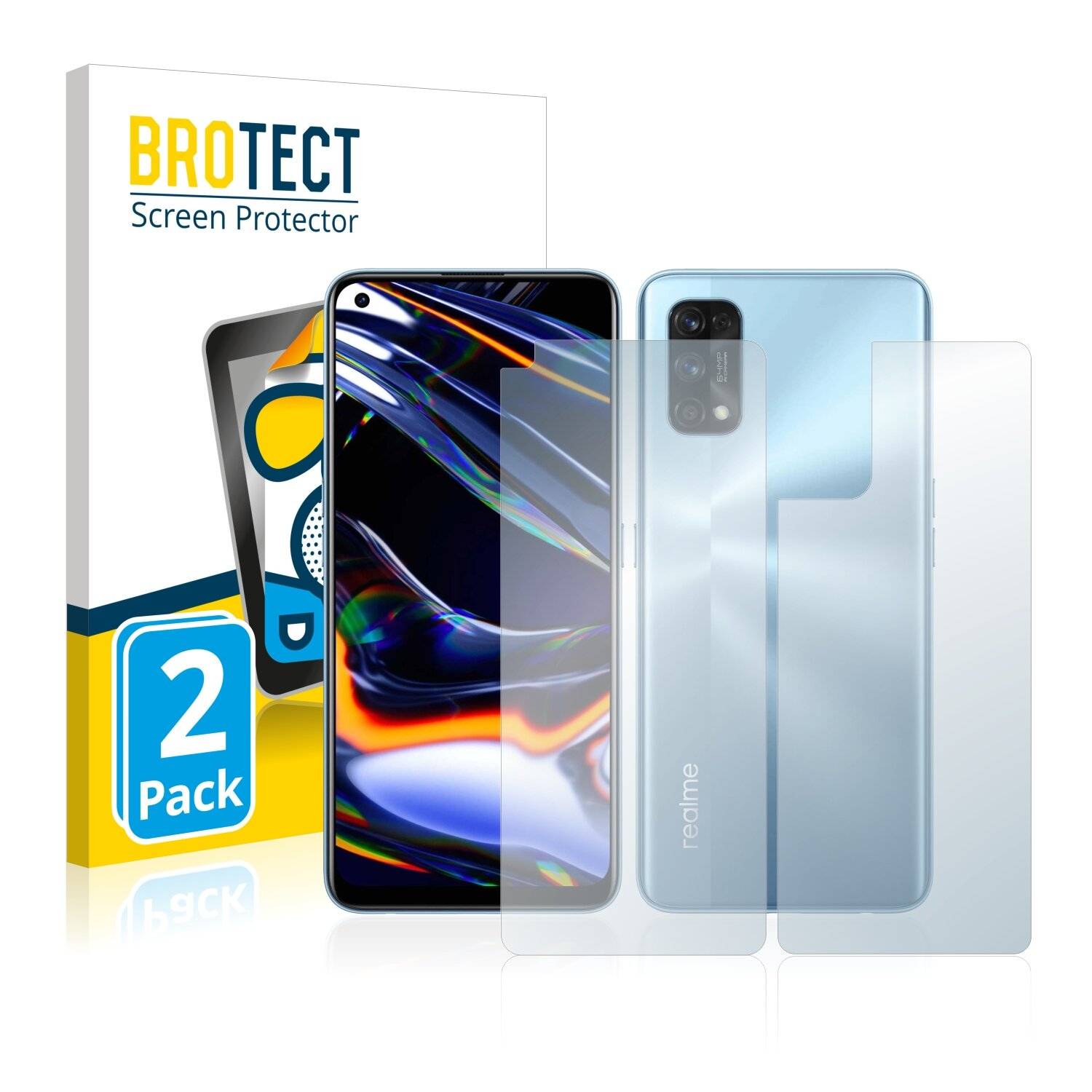 2x BROTECT Matte Displayschutzfolie für Realme 7 Pro (Vorder + Rückseite) - Entspiegelt,