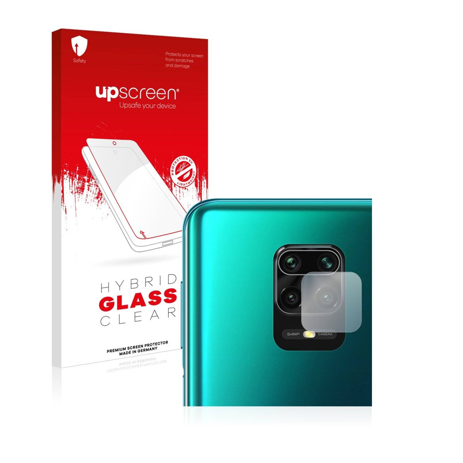 upscreen Hybrid Glass Clear Premium Schutzglas Folie für Xiaomi Redmi Note 9 Pro Max (NUR