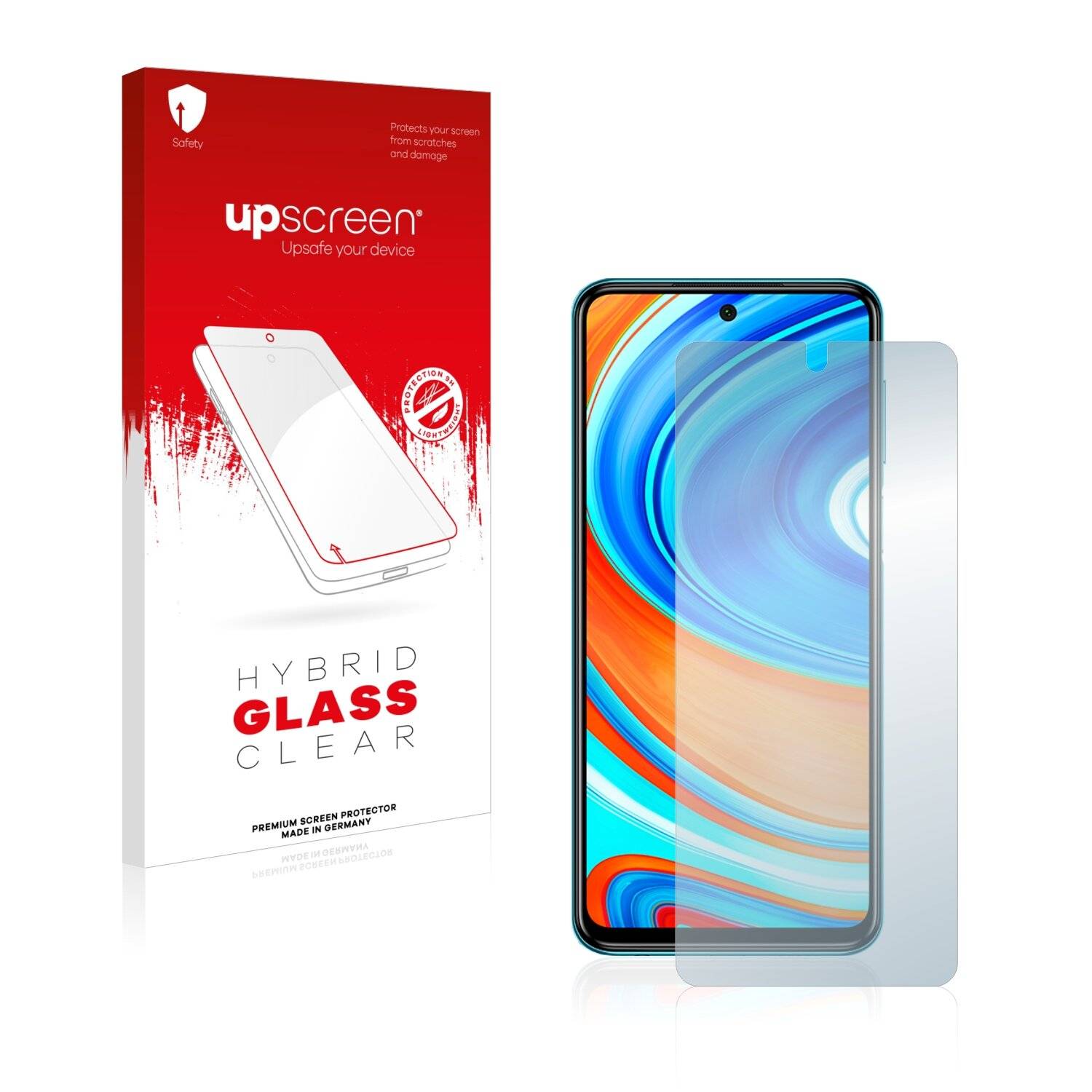 upscreen Hybrid Glass Clear Premium Schutzglas Folie für Xiaomi Redmi Note 9 Pro