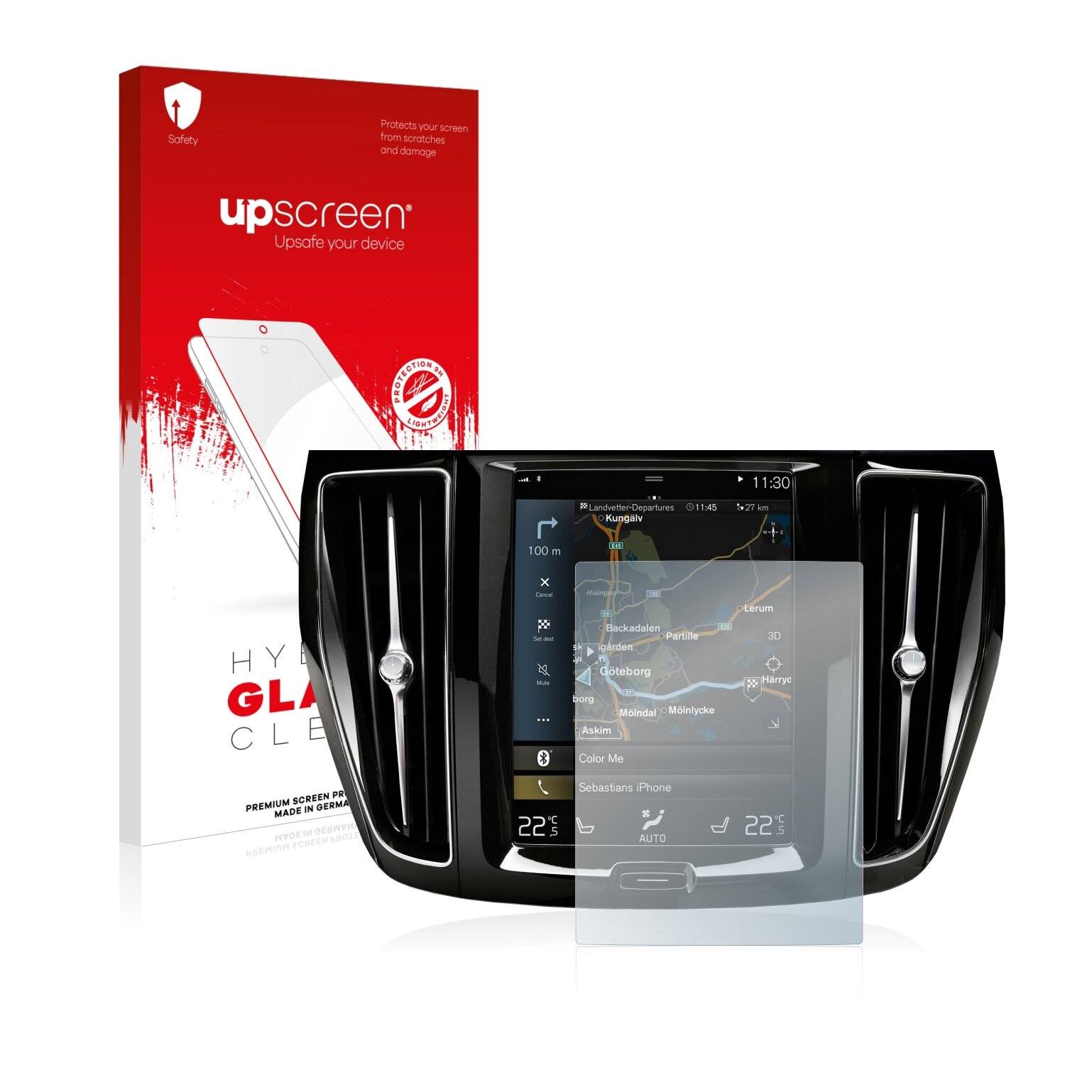upscreen Hybrid Glass Clear Premium Schutzglas Folie für Volvo S60 Sensus Connect