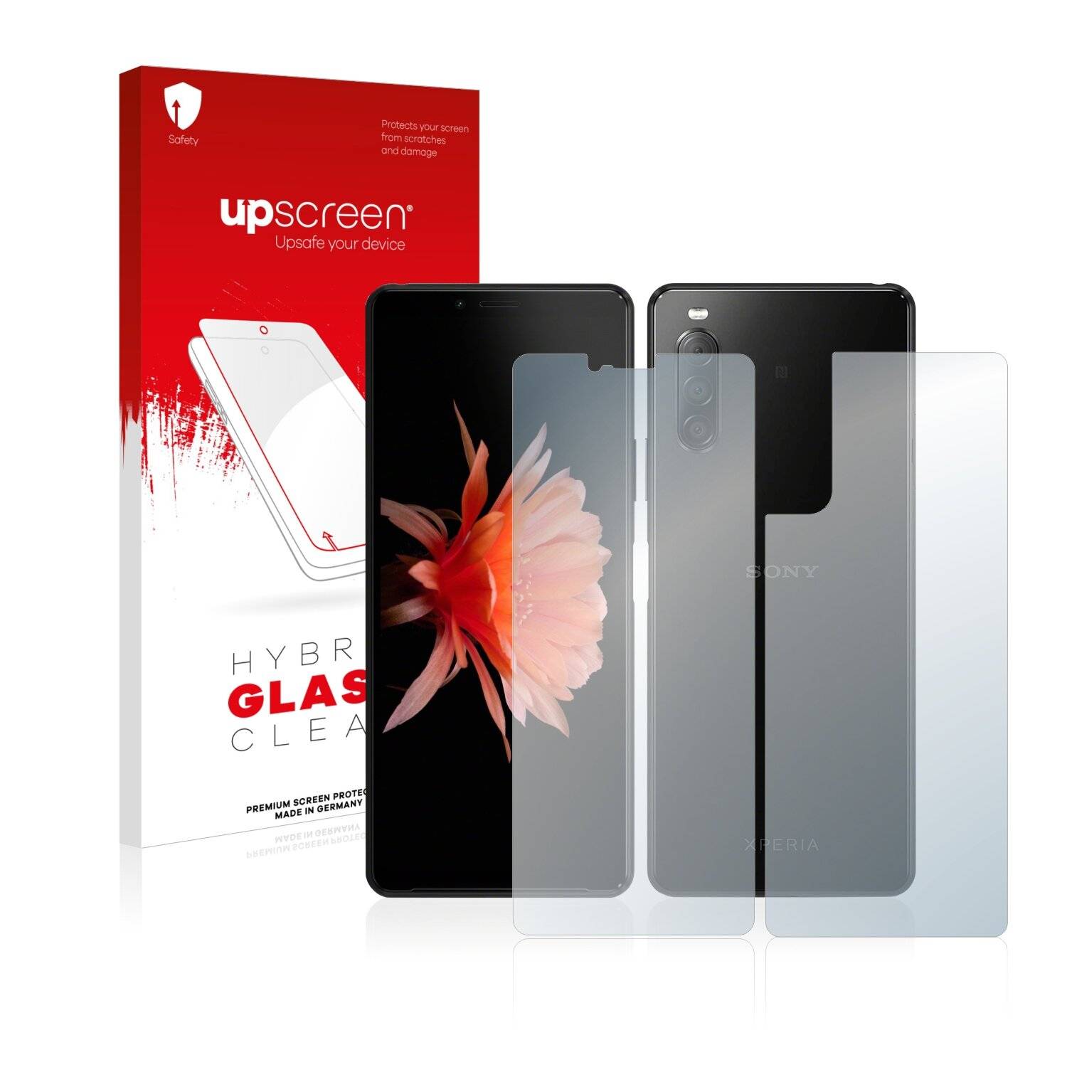 upscreen Hybrid Glass Clear Premium Schutzglas Folie für Sony Xperia 10 II (Vorder +