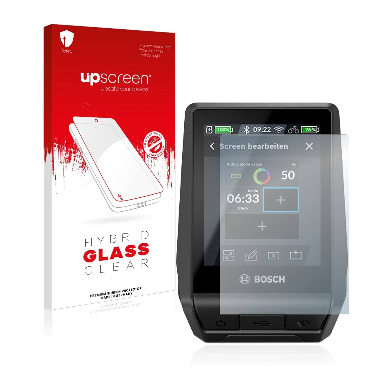 upscreen Hybrid Glass Clear Premium Schutzglas Folie für Bosch Nyon