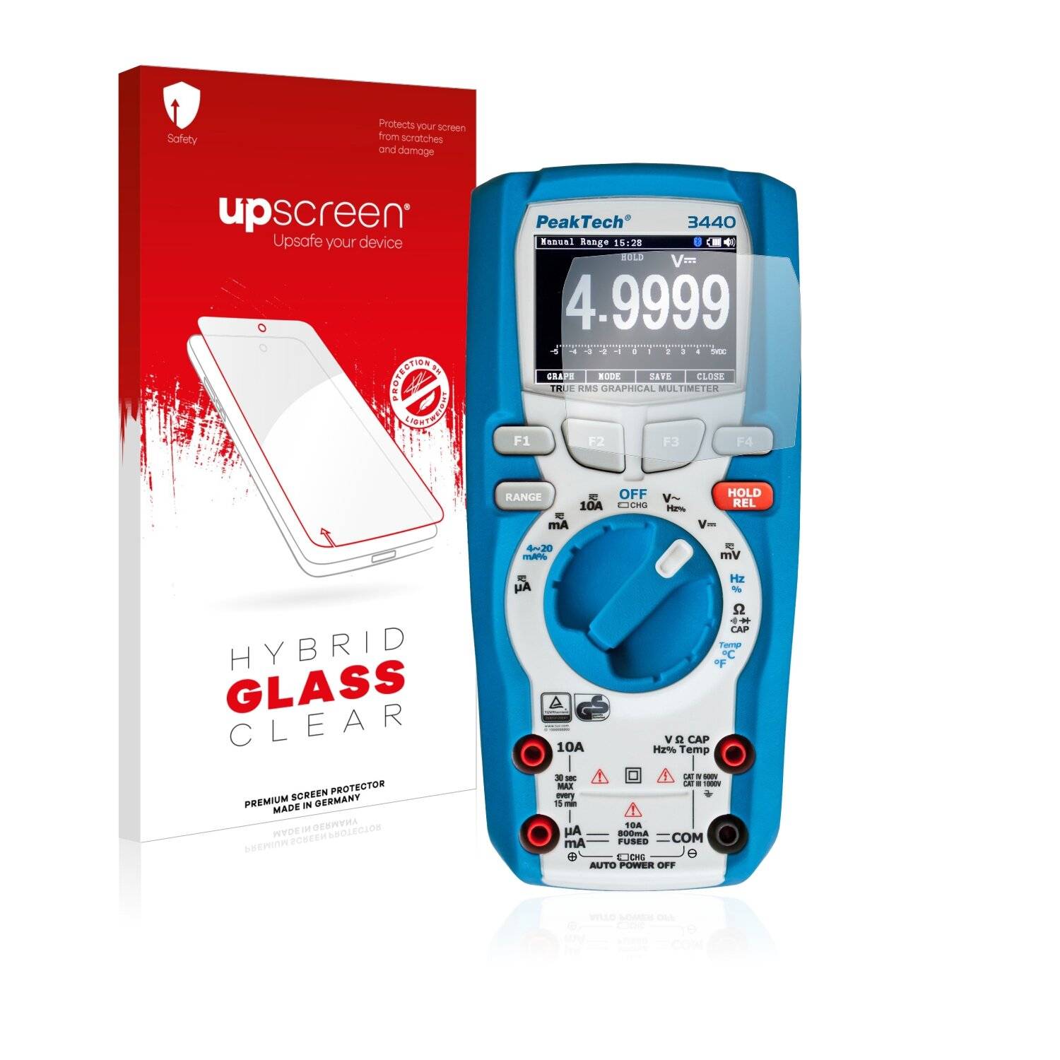 upscreen Hybrid Glass Clear Premium Schutzglas Folie für PeakTech P