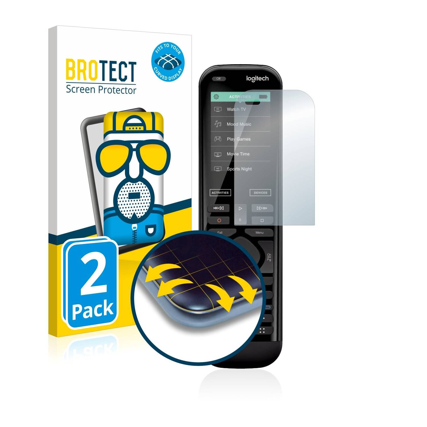 2x BROTECT Flex Matte Full-Cover Displayschutzfolie für Logitech Harmony